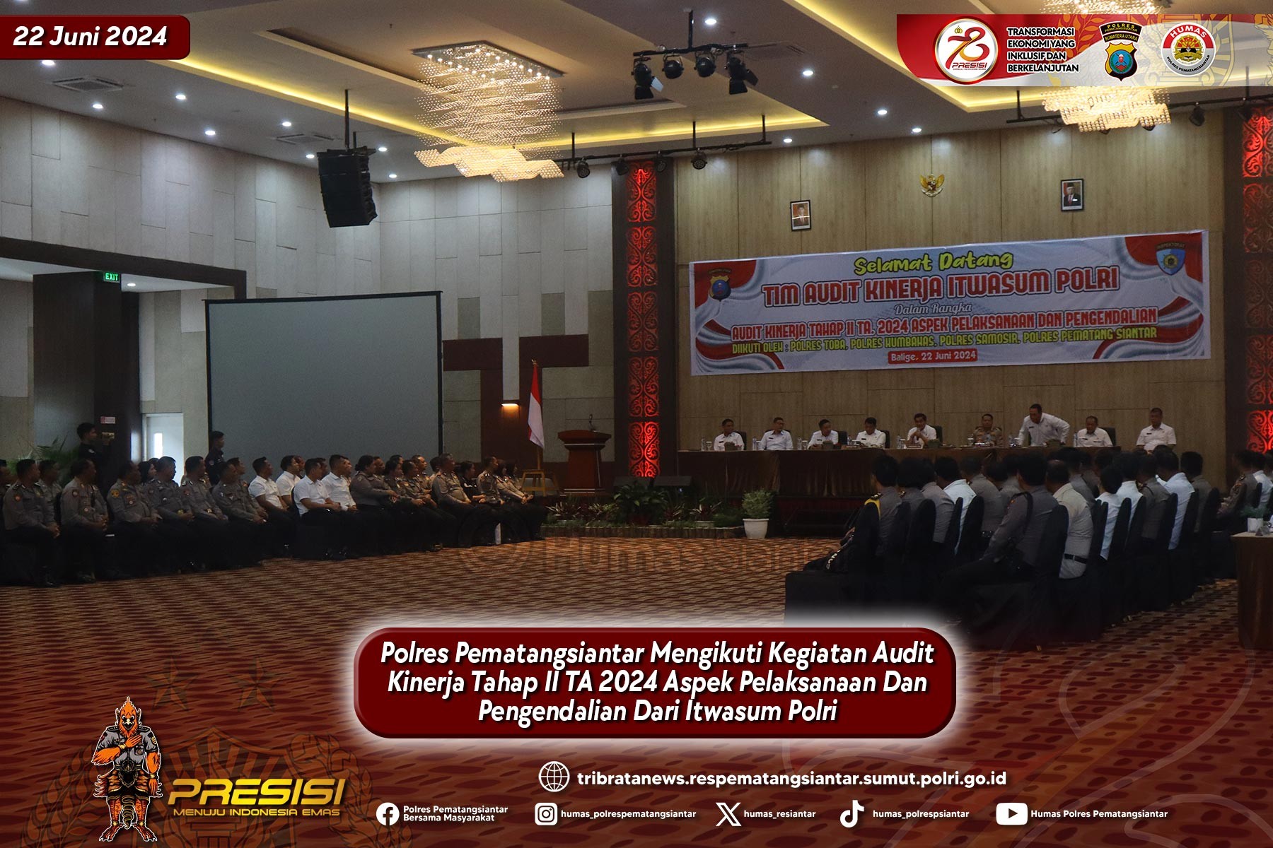 Polres Pematangsiantar Ikuti Audit Kinerja Tahap II TA 2024 Aspek Pelaksanaan dan Pengendalian Dari 