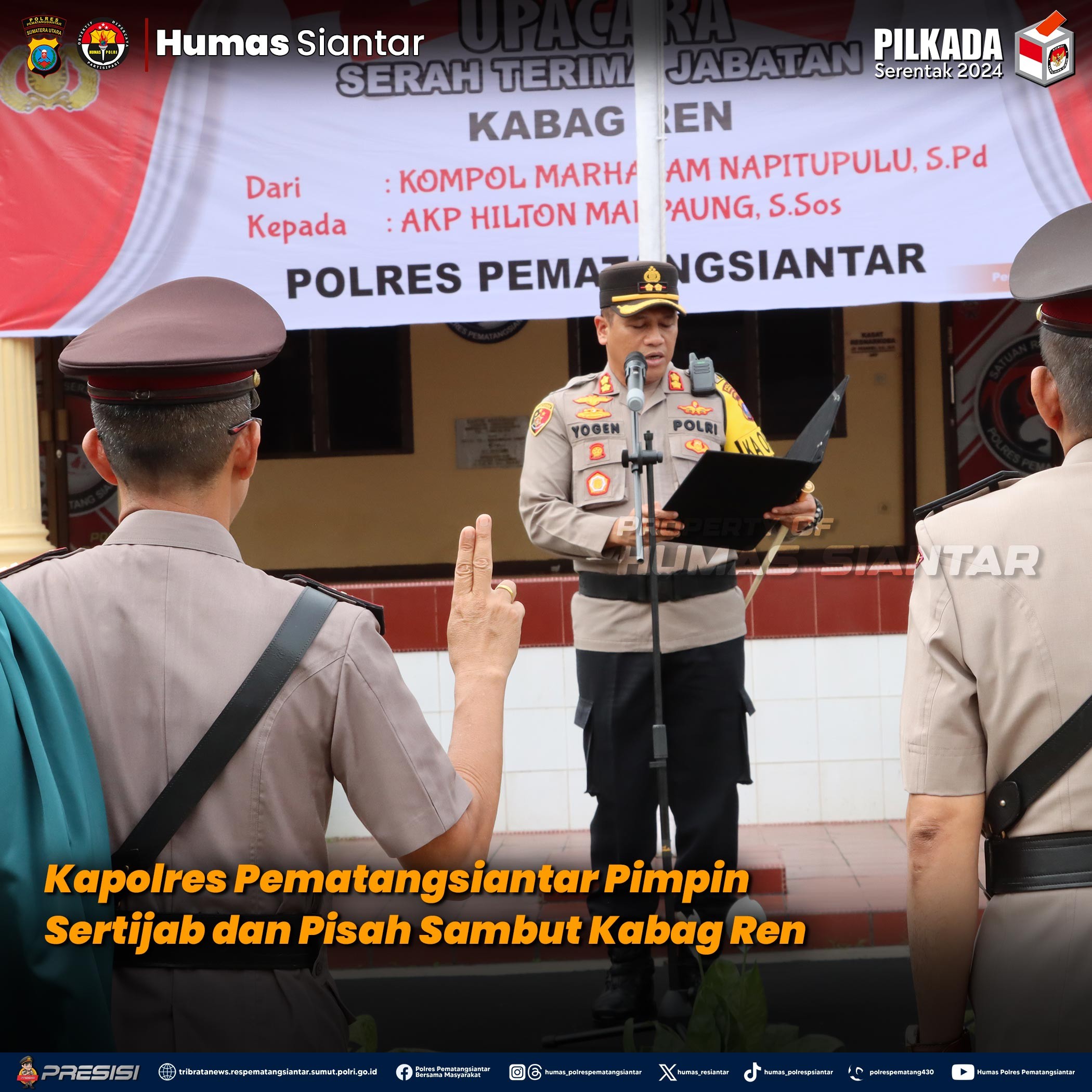 Kapolres Pematangsiantar Pimpin Sertijab dan Pisah Sambut Kabag Ren