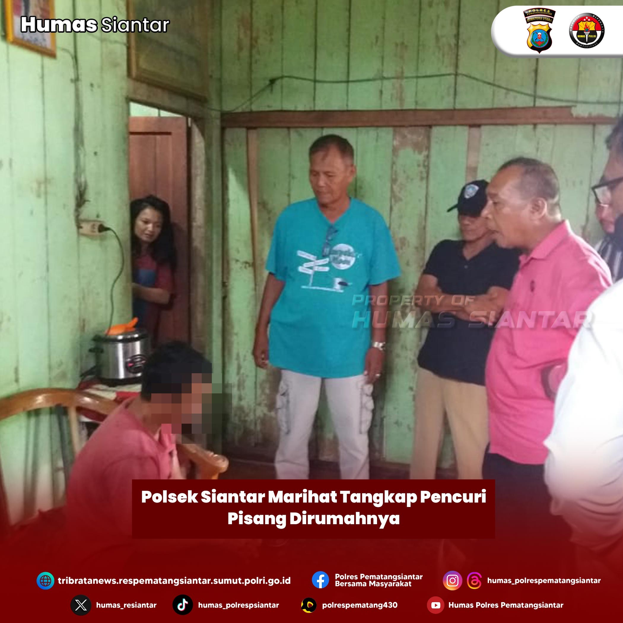 Polsek Siantar Marihat Tangkap Pencuri Pisang Dirumahnya