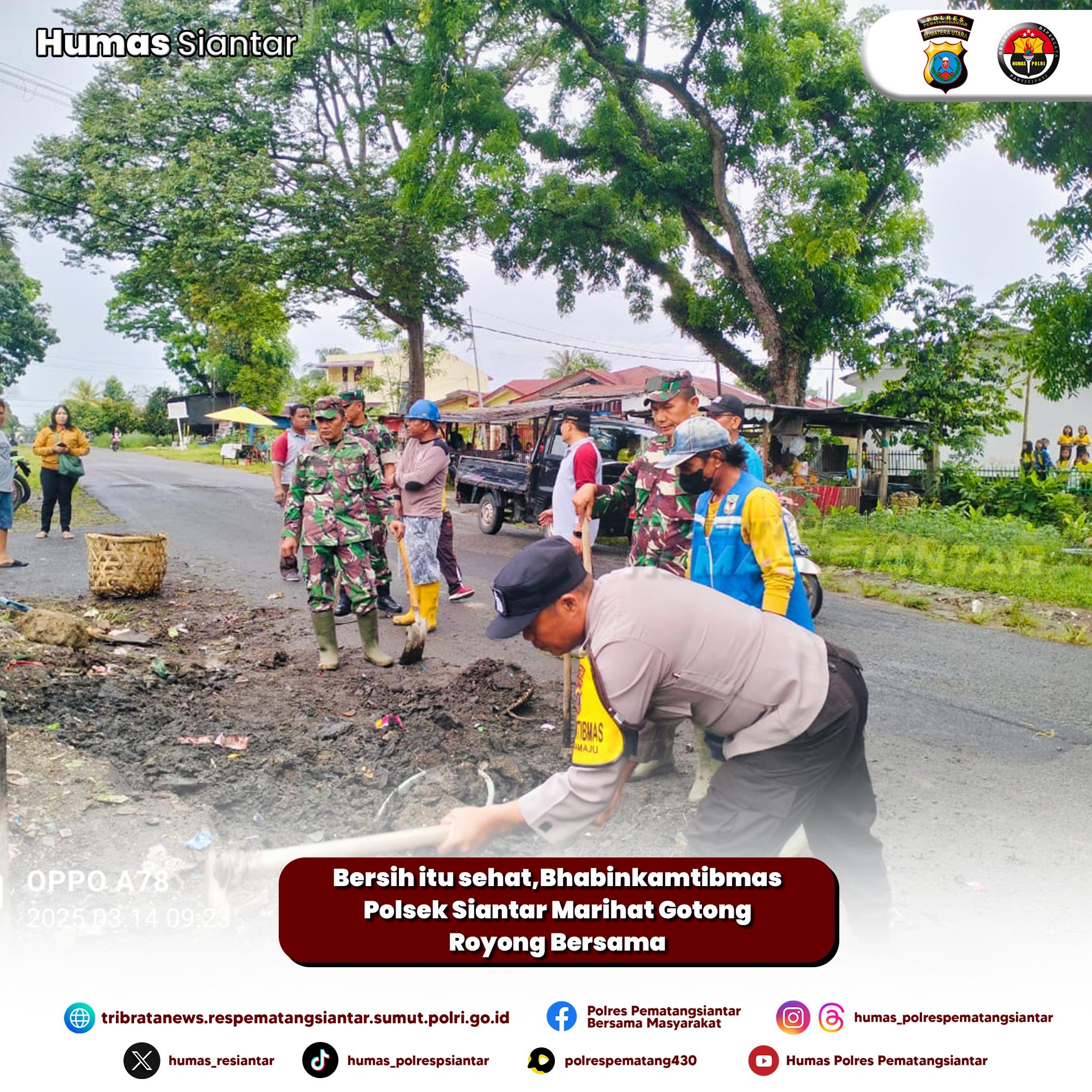 Bersih itu sehat,Bhabinkamtibmas Polsek Siantar Marihat Gotong Royong Bersama