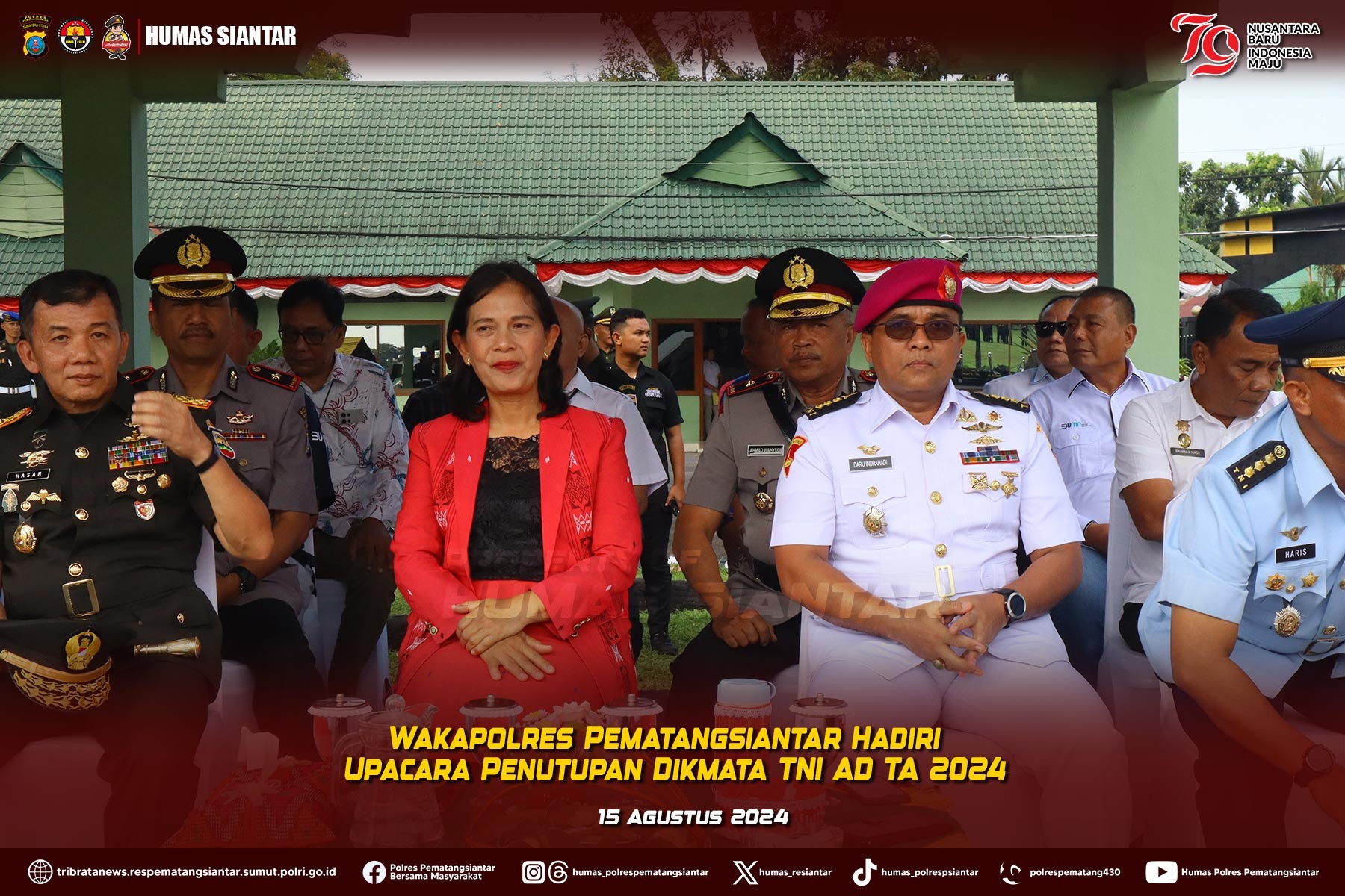 Wakapolres Pematangsiantar Hadiri  Upacara Penutupan Dikmata TNI AD TA 2024