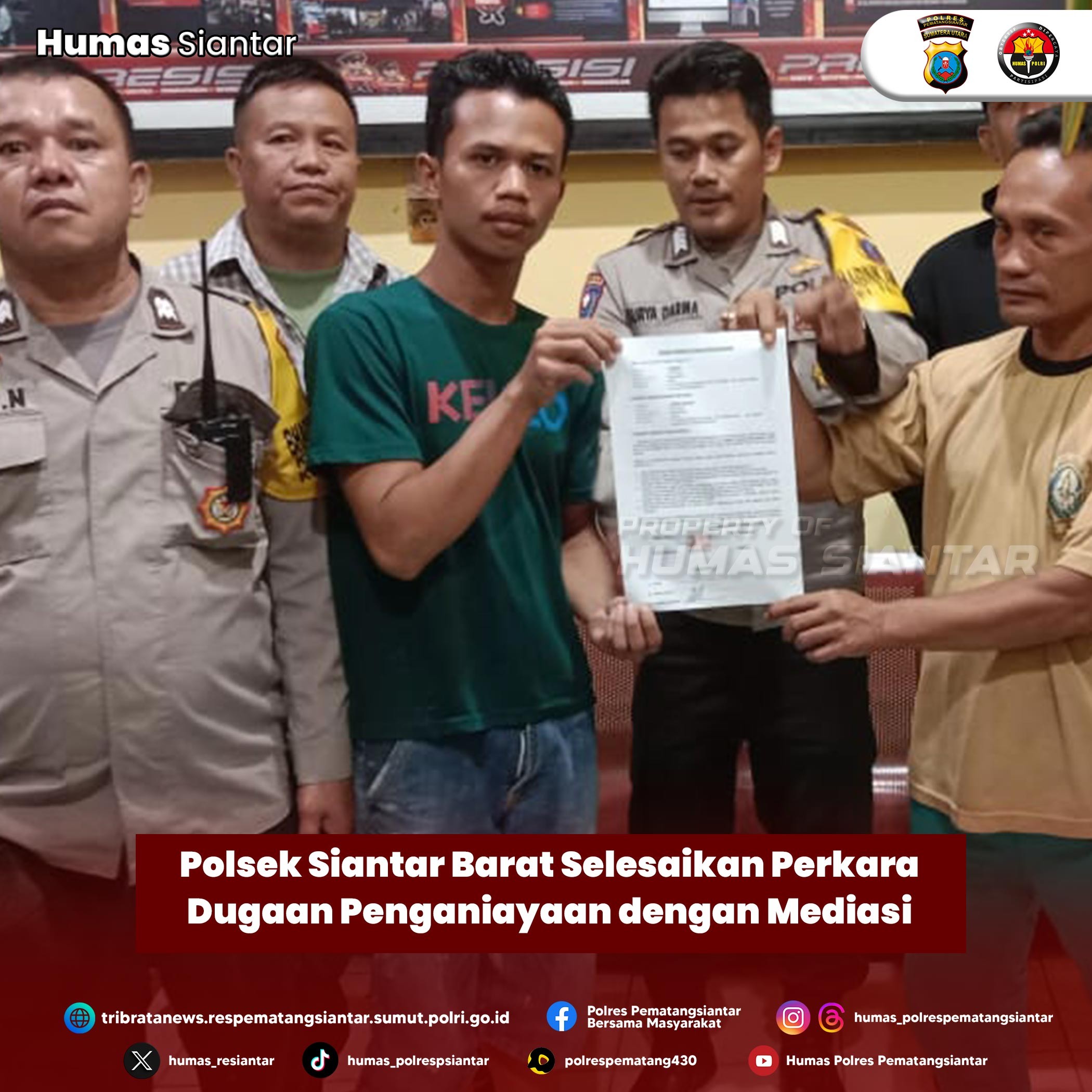 Polsek Siantar Barat Selesaikan Perkara Dugaan Penganiayaan dengan Mediasi