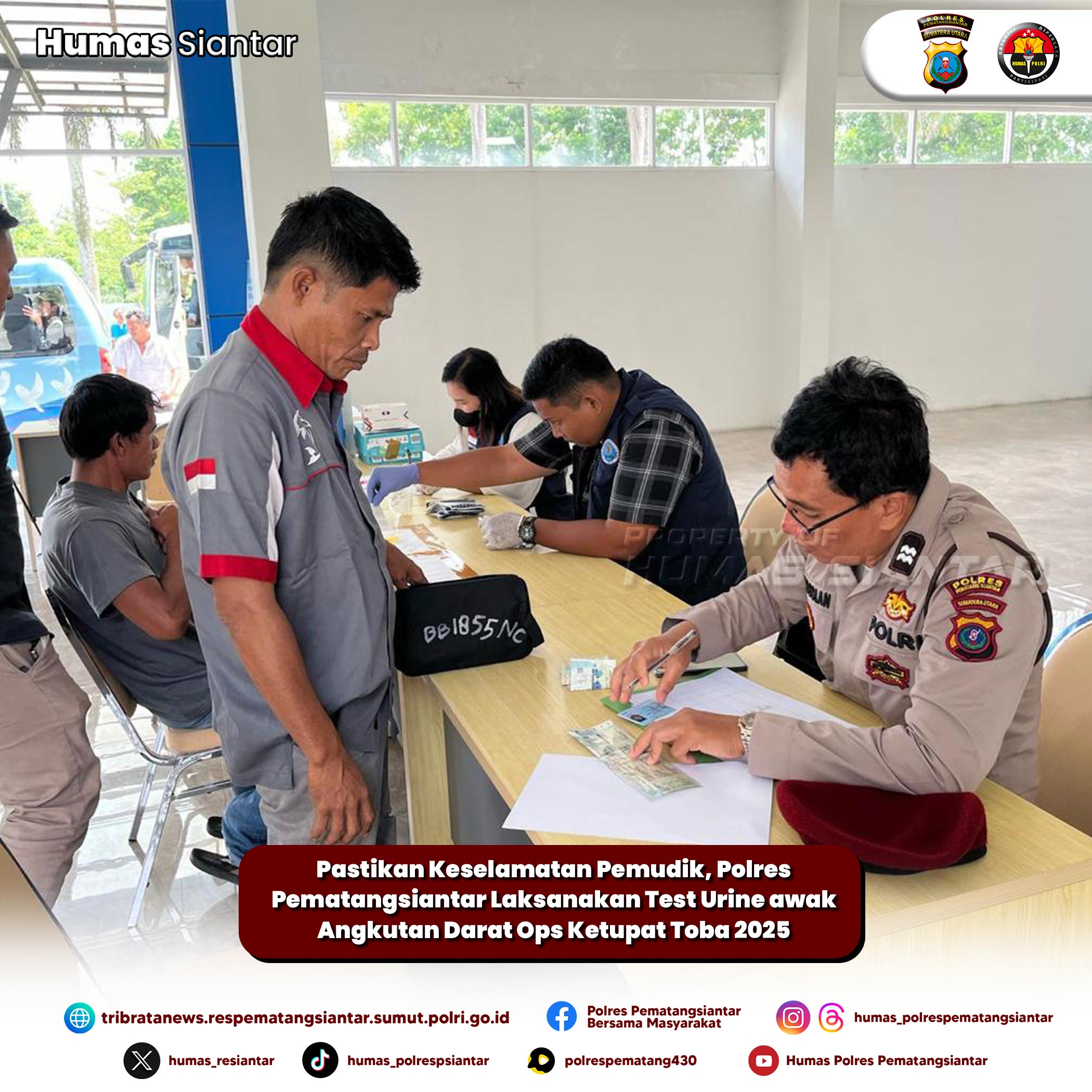 Pastikan Keselamatan Pemudik, Polres Pematangsiantar Laksanakan Test Urine awak Angkutan Darat Ops Ketupat Toba 2025