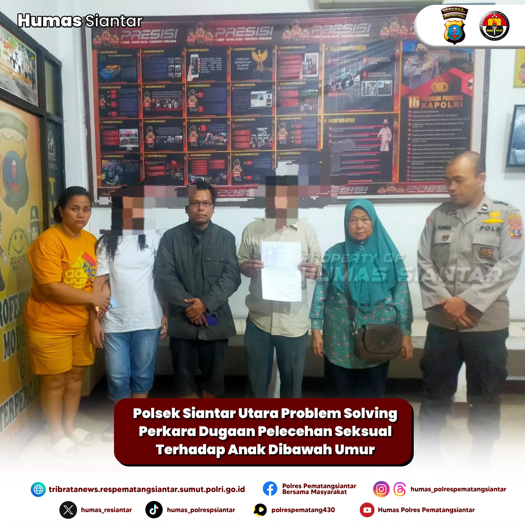 Polsek Siantar Utara Problem Solving Perkara Dugaan Pelecehan Seksual Terhadap Anak Dibawah Umur