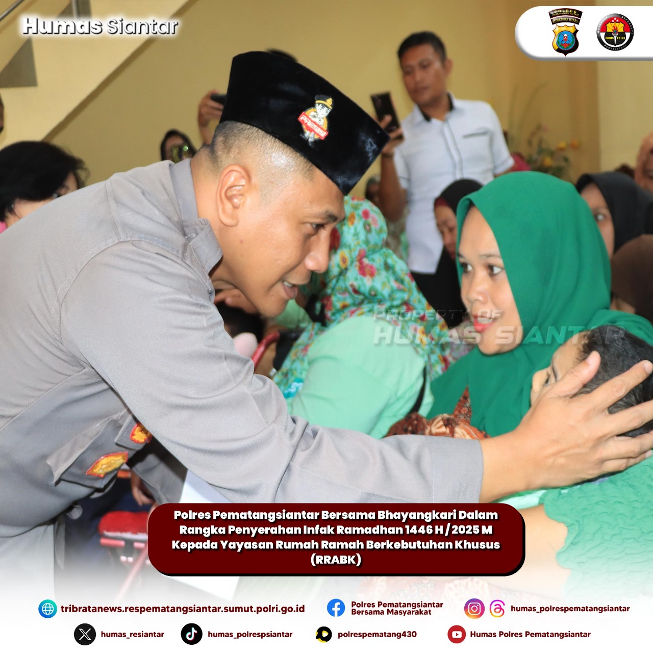 Polres Pematangsiantar Bersama Bhayangkari Serahkan Infaq Ramadhan 1446 H ke Yayasan RRABK