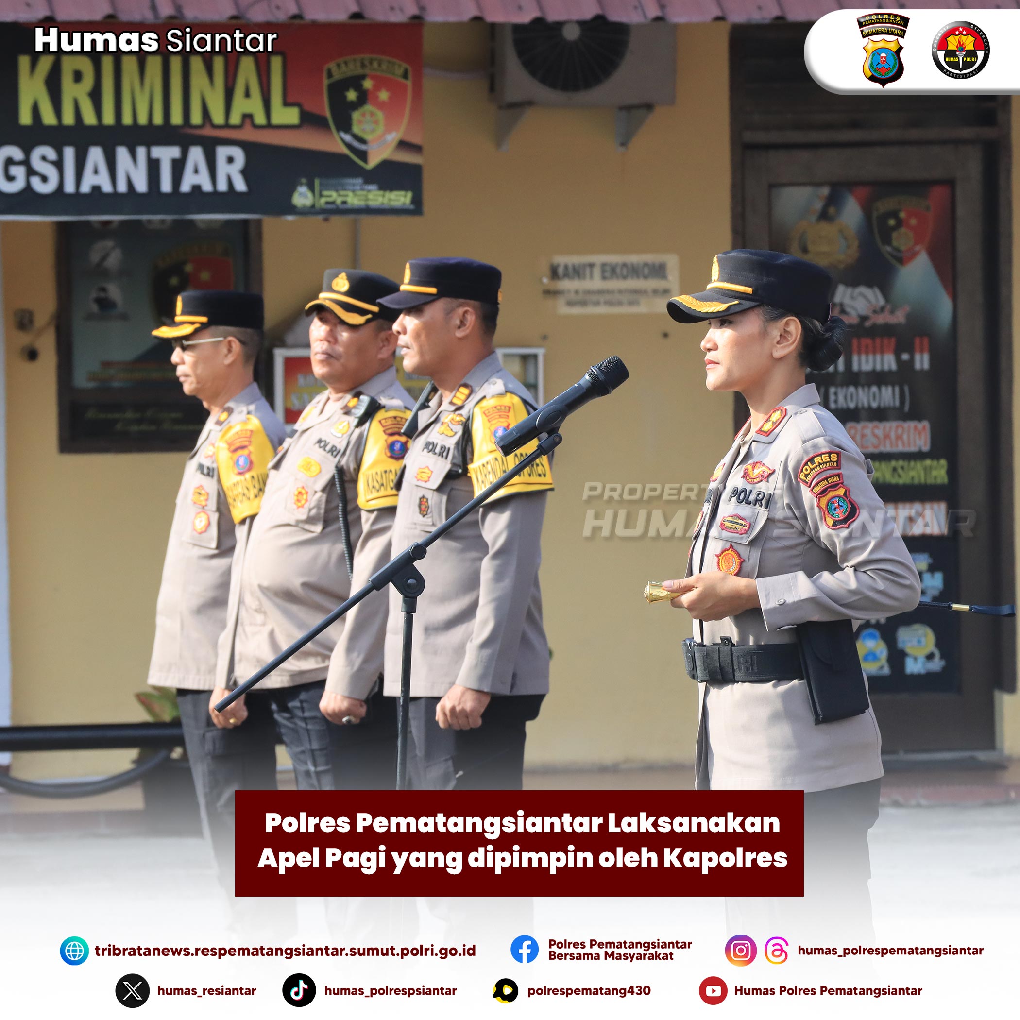 Perdana Pimpin  Apel Pagi, Kapolres Pematangsiantar Jadilah Polisi Yang Ikhlas Dan Bermanfaat.