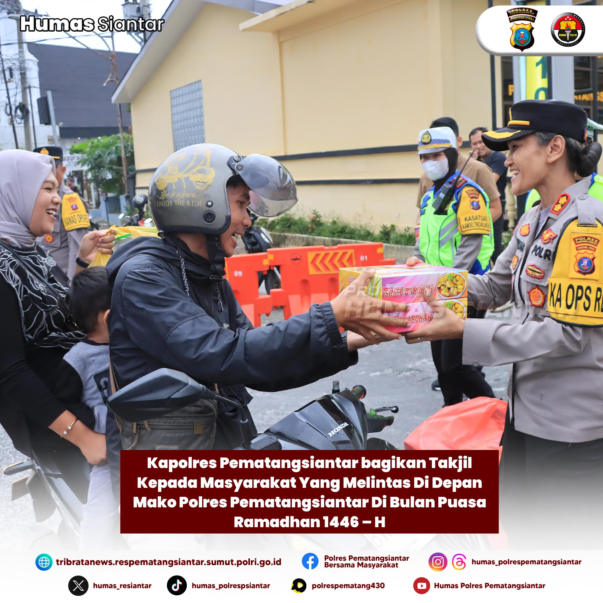 Bentuk rasa Syukur,Kapolres Pematangsiantar Bersama PJU Berbagi Takjil kepada Masyarakat