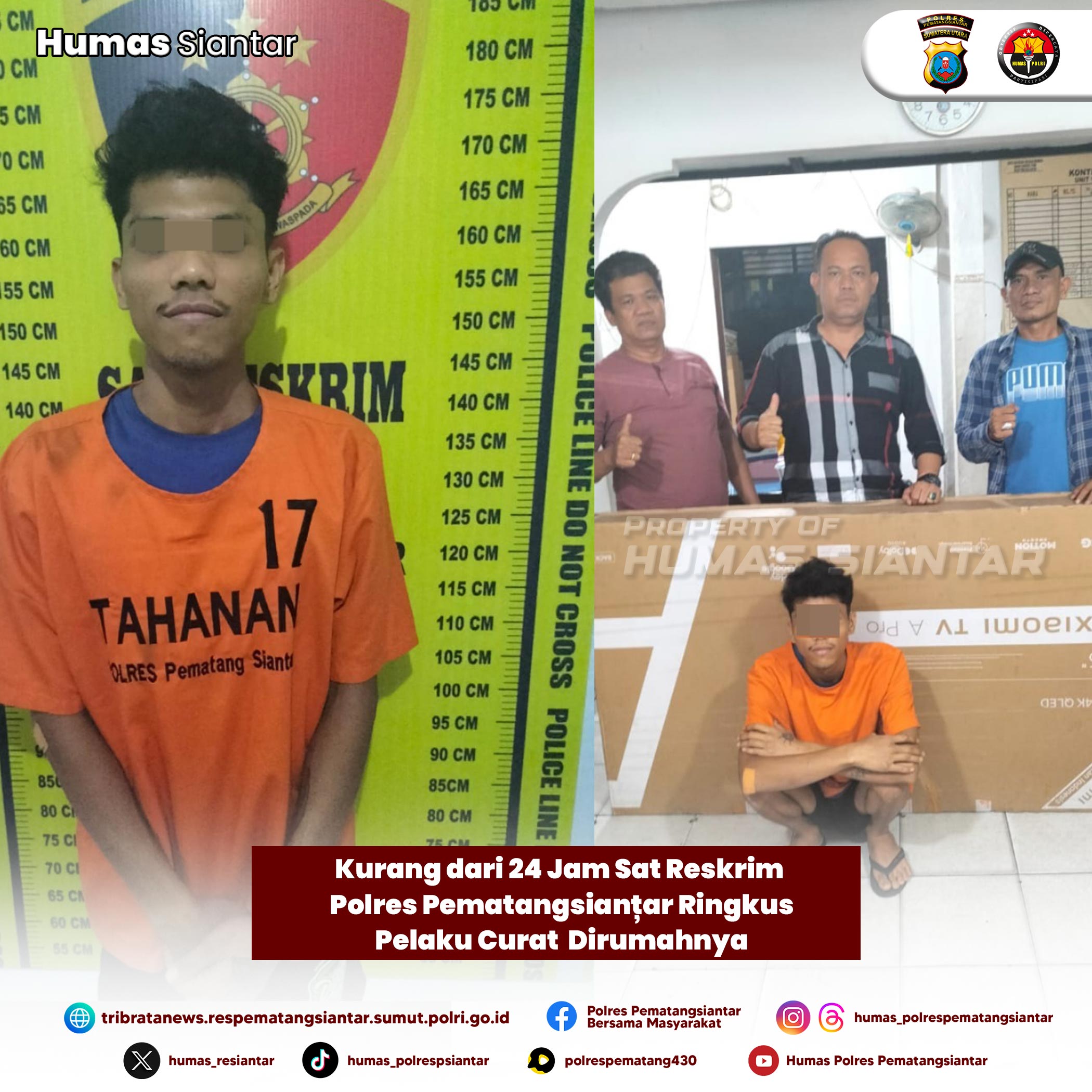 Kurang dari 24 Jam Sat Reskrim Polres Pematangsianțar Ringkus Pelaku Curat  Dirumahnya