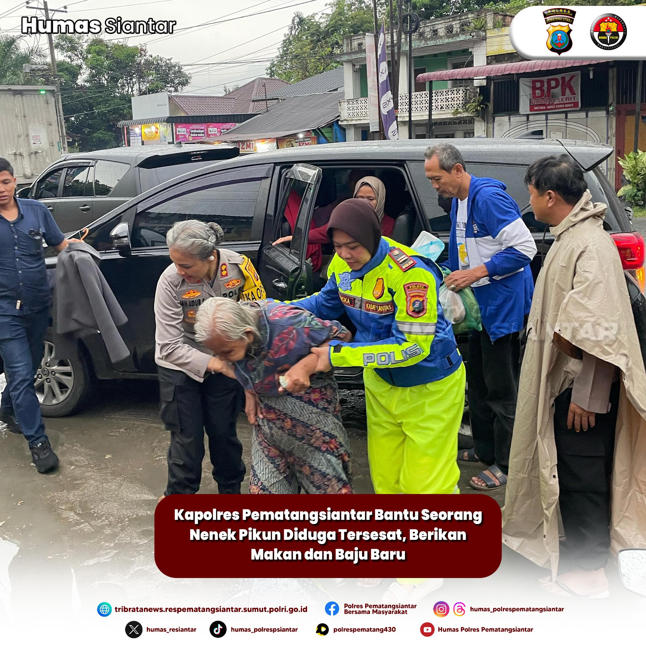Kapolres Pematangsiantar Bantu Seorang Nenek Pikun Diduga Tersesat, Berikan Makan dan Baju Baru