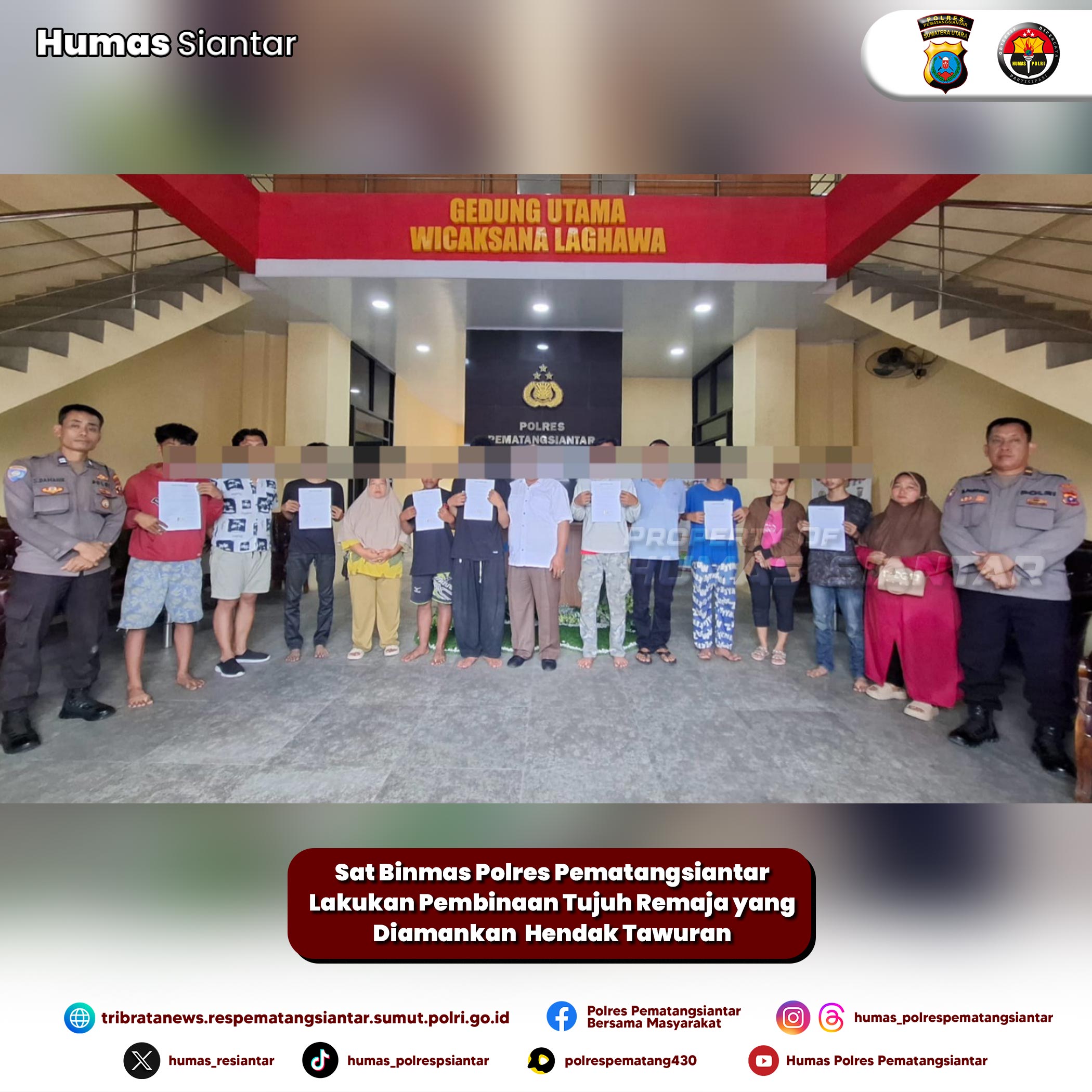 Sat Binmas Polres Pematangsiantar Lakukan Pembinaan Tujuh Remaja yang Diamankan  Hendak Tawuran