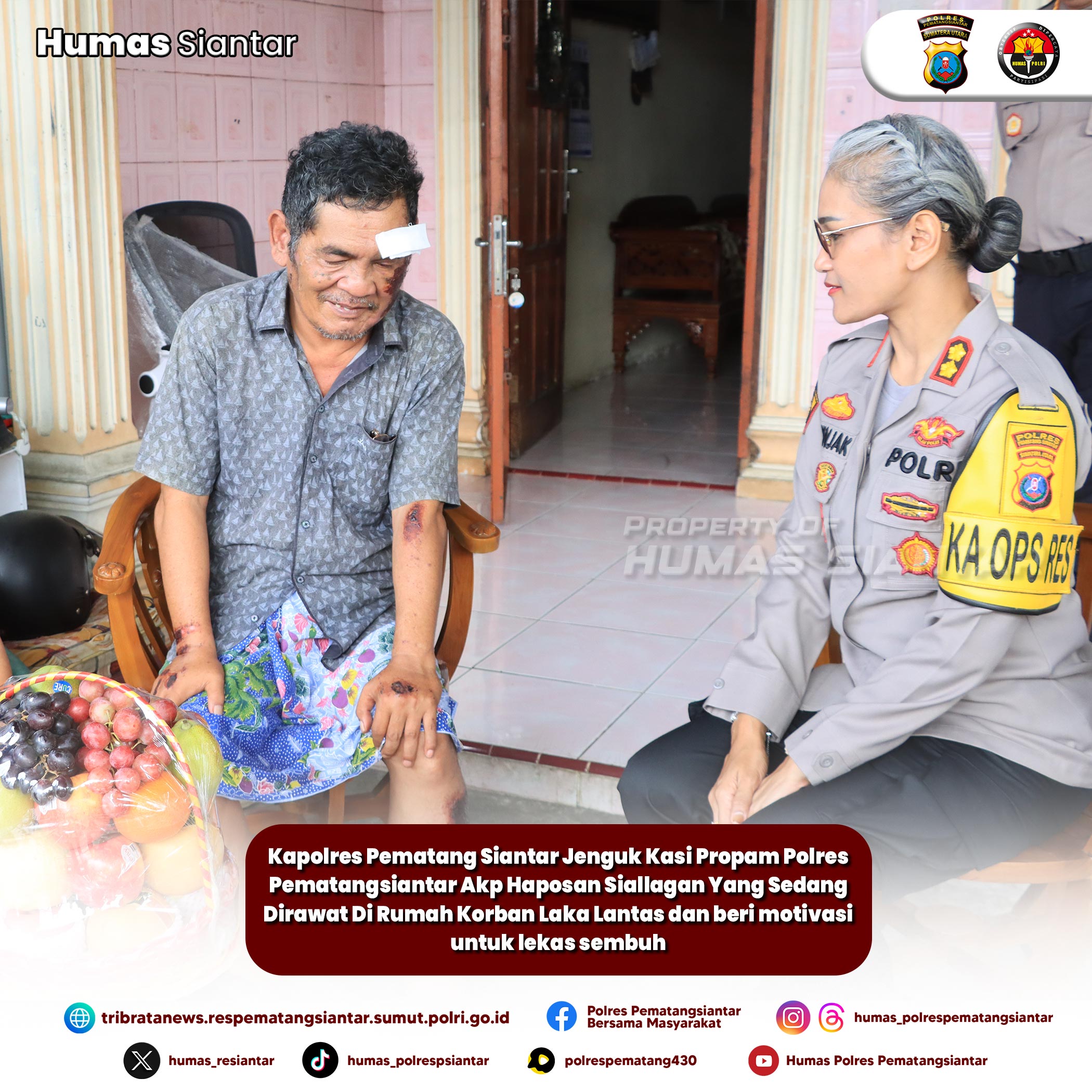 Beri Dukungan,Kapolres Pematangsiantar Jenguk Kasipropam