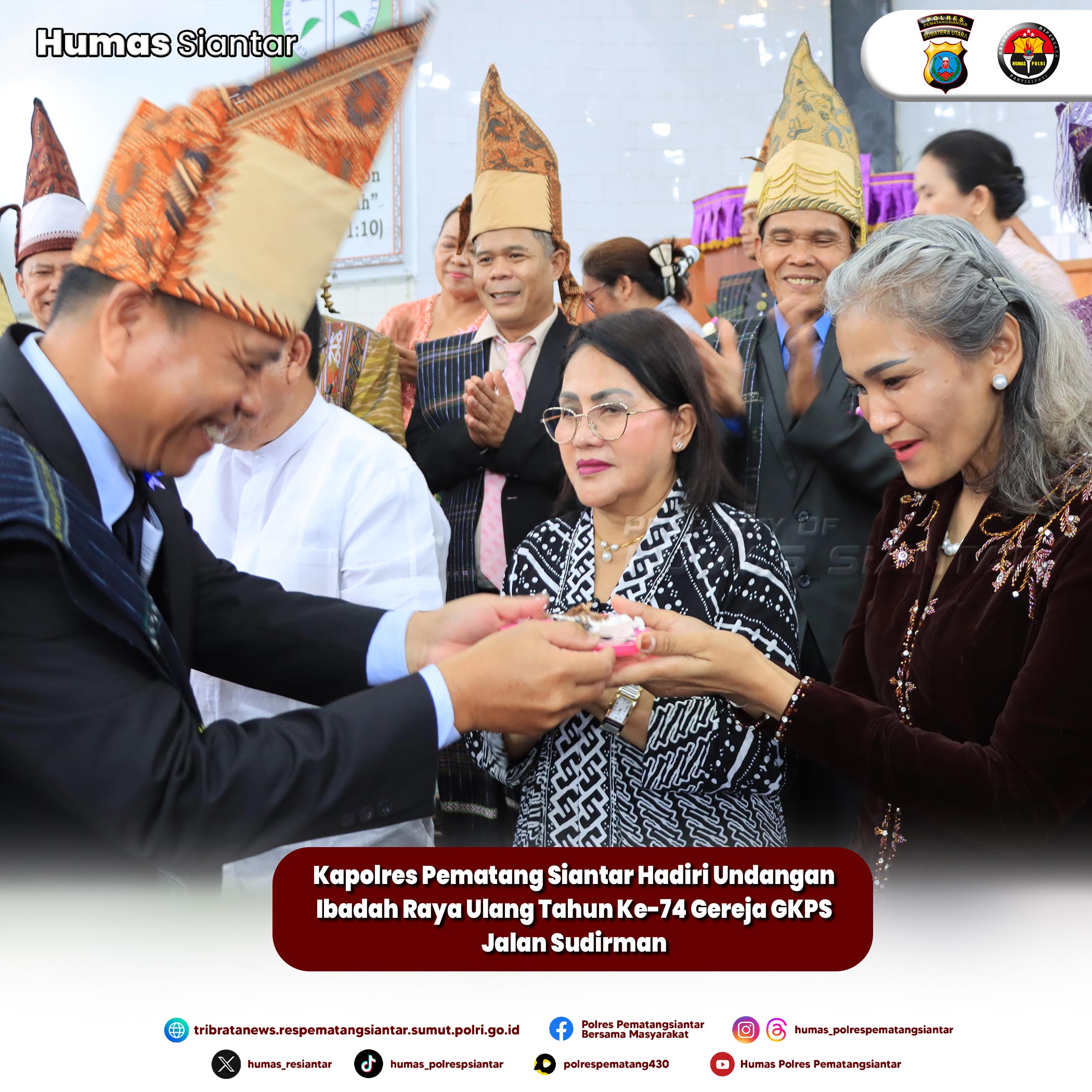 Ulang Tahun ke 74 , Kapolres Pematangsiantar Ajak Umat Gereja GKPS Jalan Sudirman Semakin Bertumbuh Dalam Iman