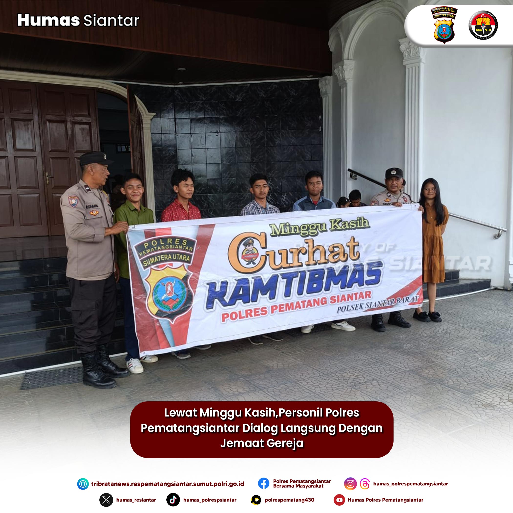 Lewat Minggu Kasih,Personil Polres Pematangsiantar Dialog Langsung Dengan Jemaat Gereja