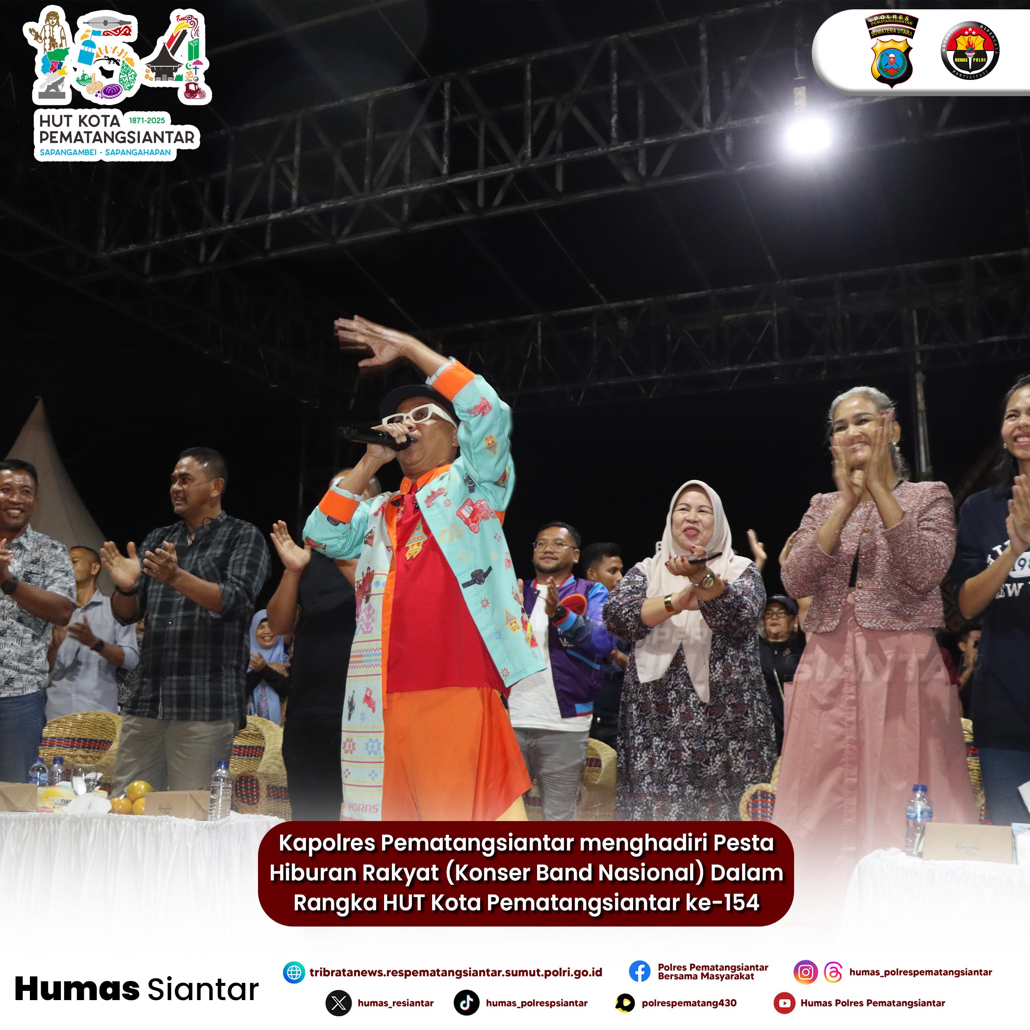 Hadiri Pesta Hiburan Rakyat HUT Kota Pematangsiantar ke-154, Kapolres Pematangsiantar Berikan Hadiah Doorprize