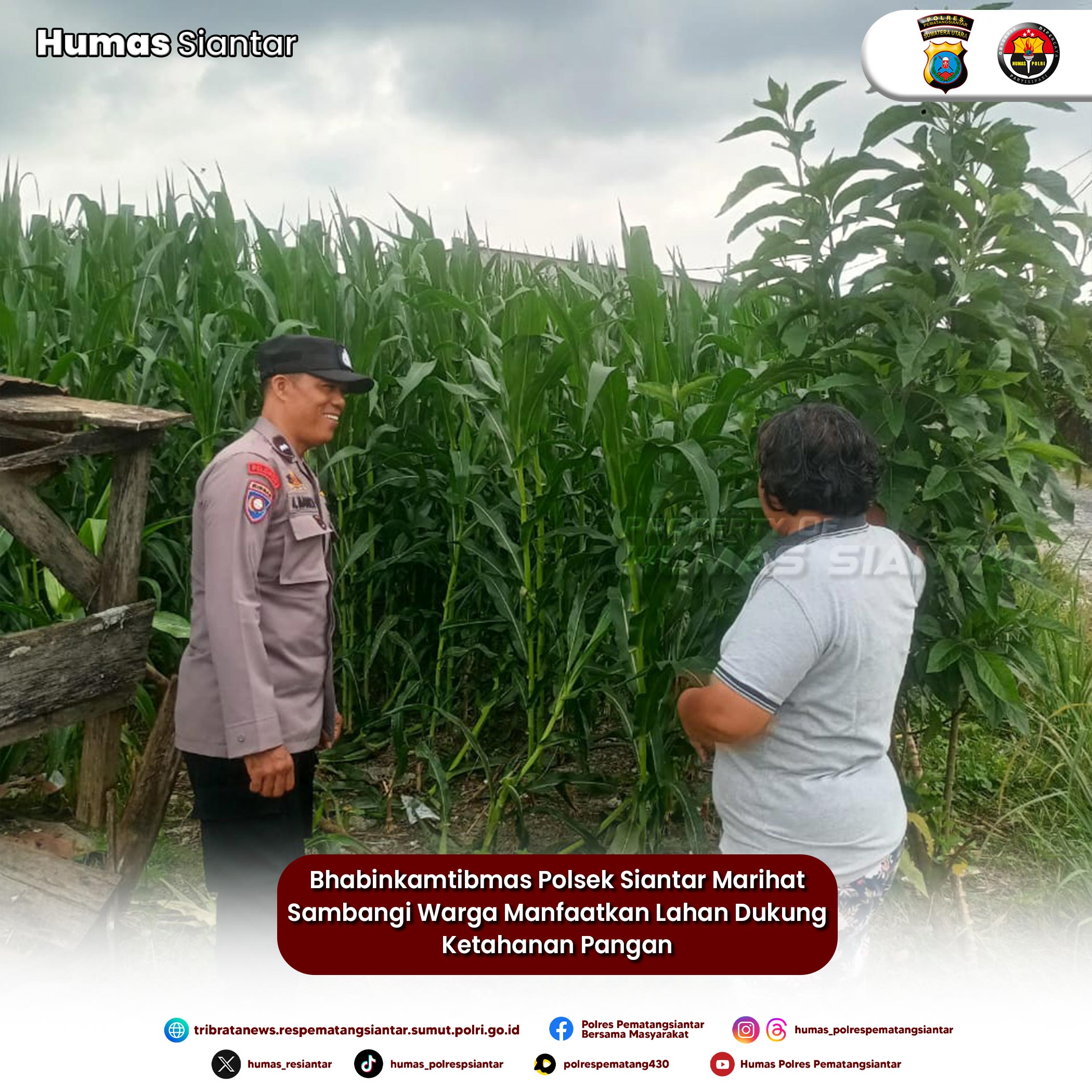 Bhabinkamtibmas Polsek Siantar Marihat Sambangi Warga Manfaatkan Lahan Dukung Ketahanan Pangan