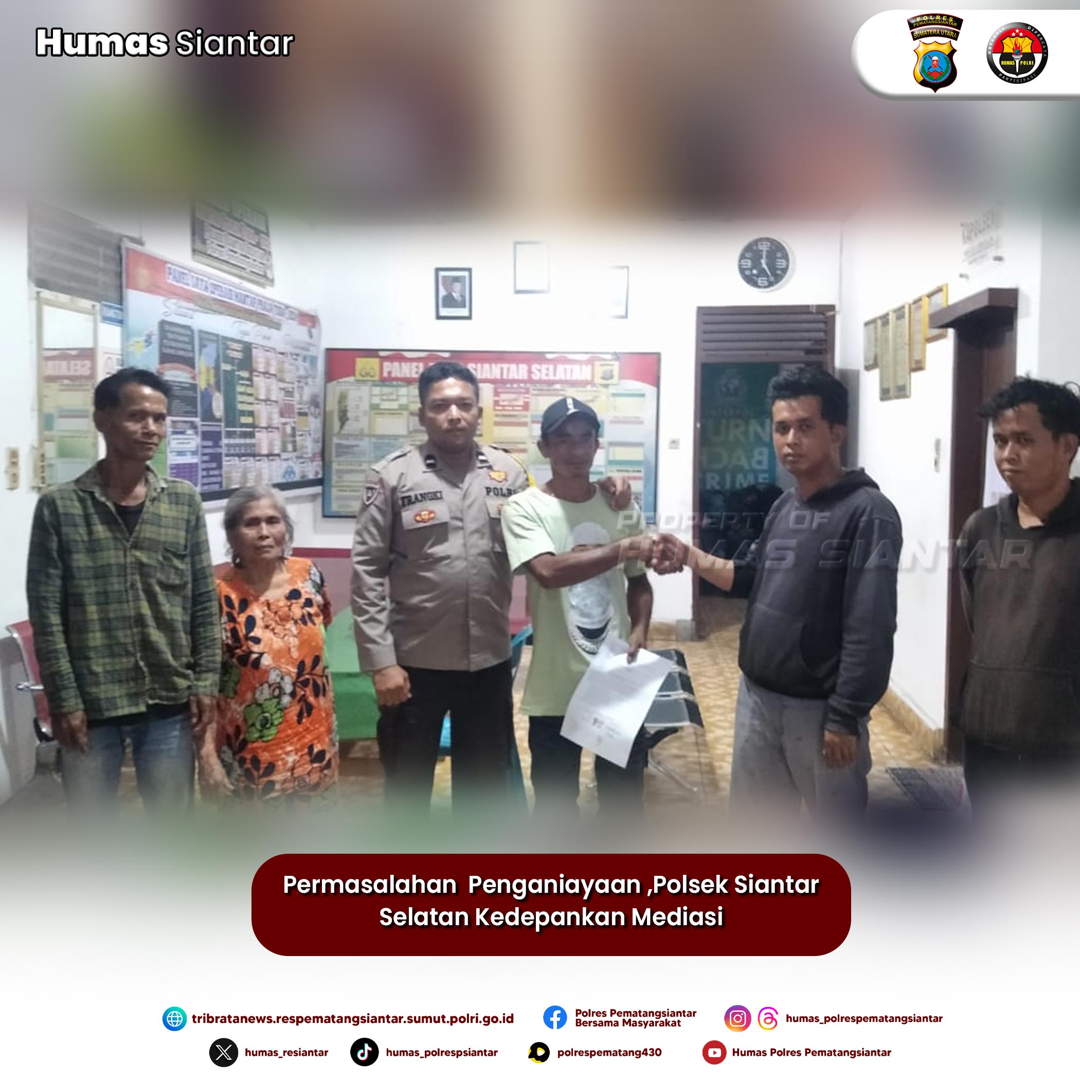 Permasalahan  Penganiayaan ,Polsek Siantar Selatan Kedepankan Mediasi