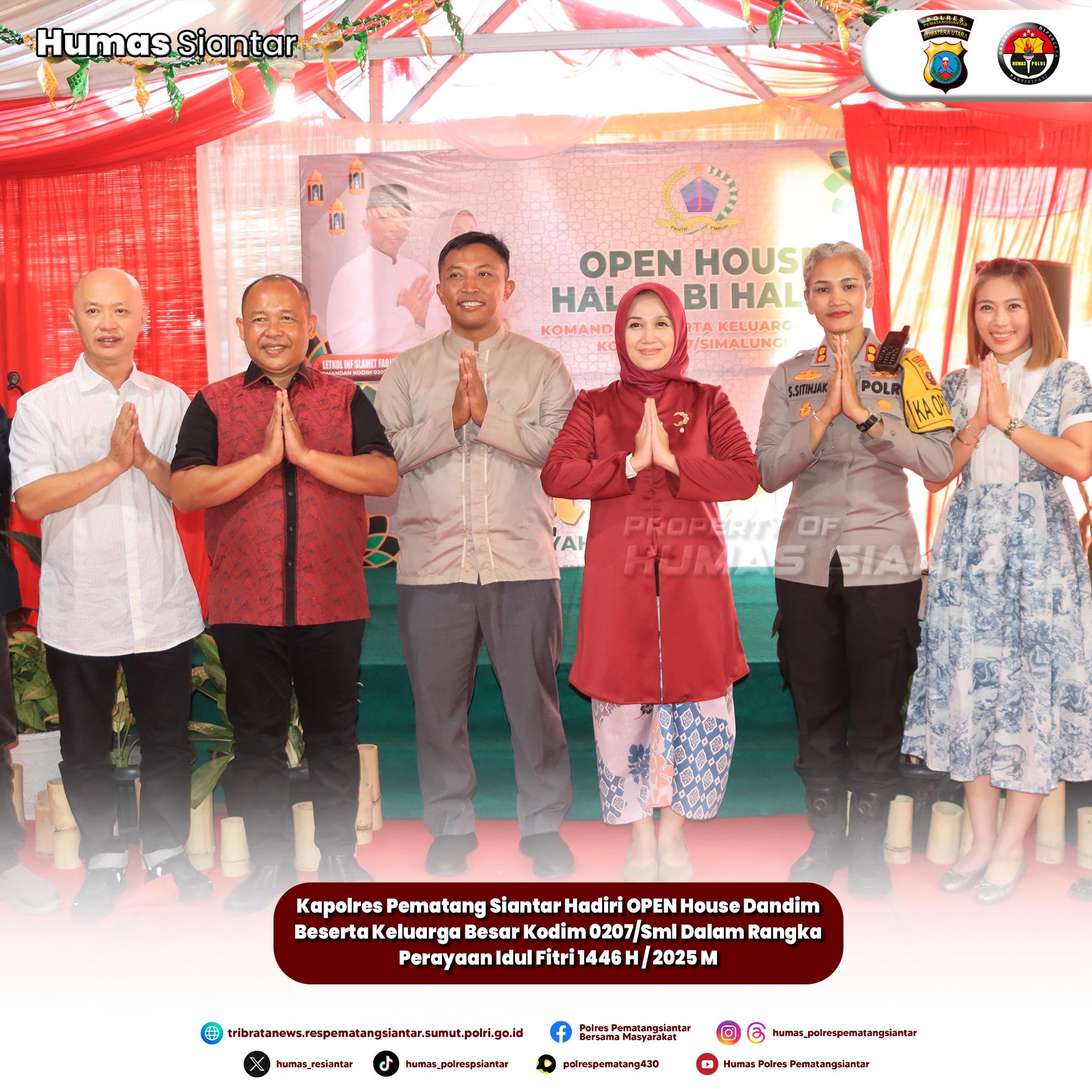 Kapolres Pematangsiantar Hadiri Open House Idul Fitri 1446 H Dirumdis Dandim 0207/Simalungun