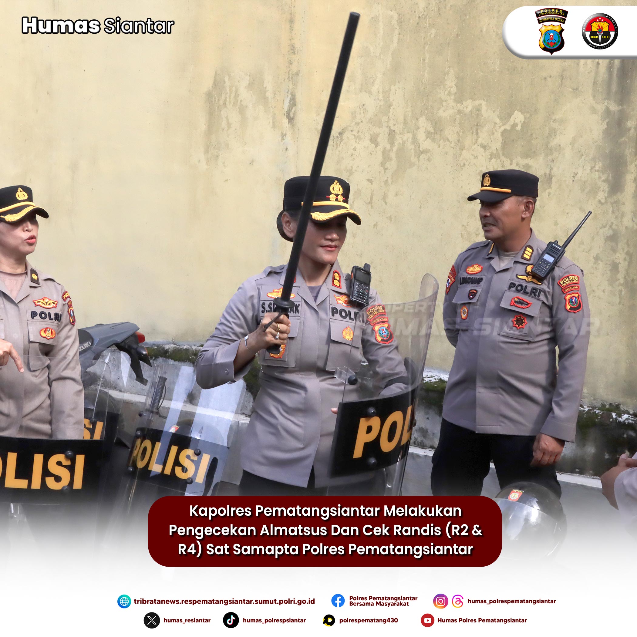 Pastikan Almatsus dan Randis Sat Samapta siap digunakan,Kapolres Pematangsiantar lakukan Pengecekan