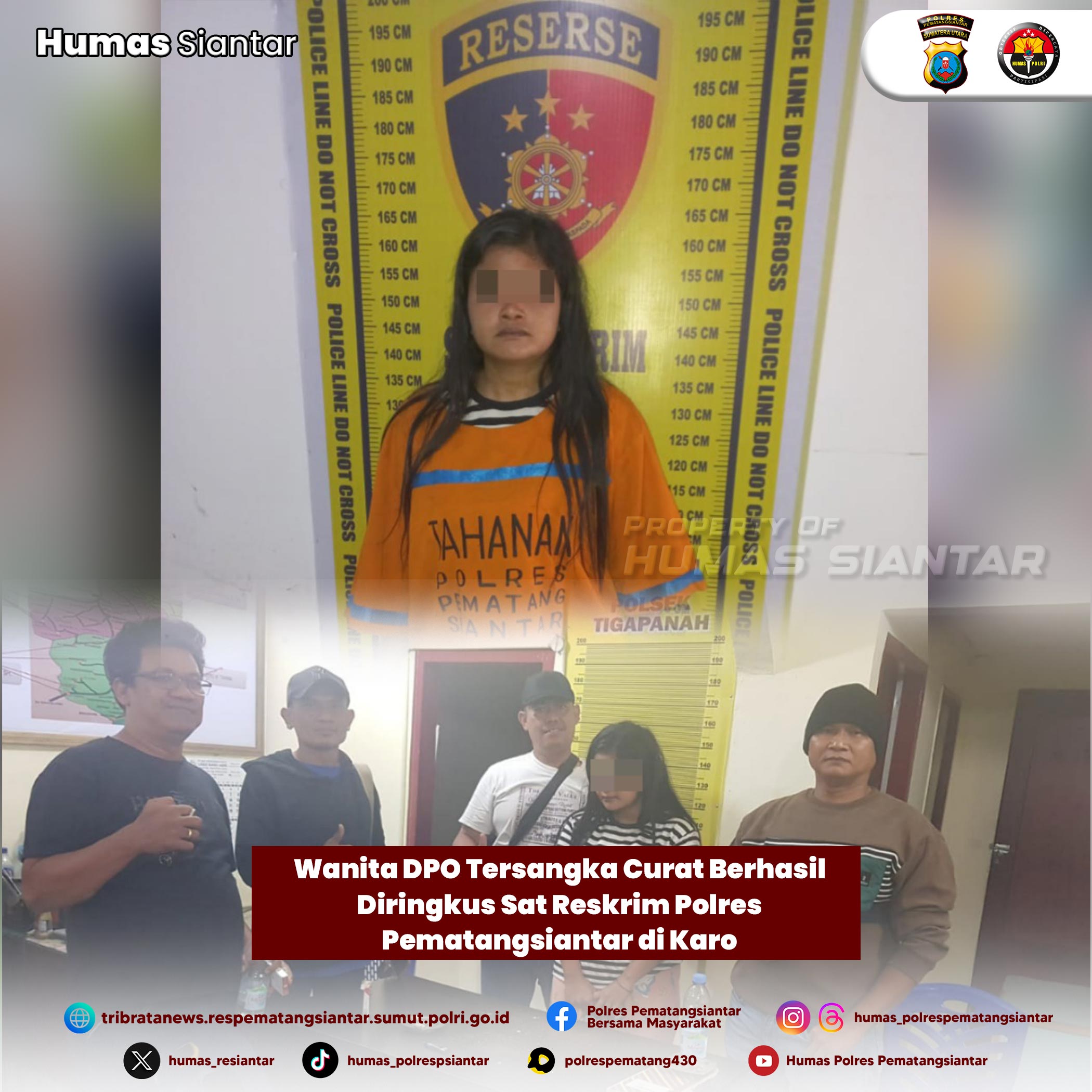 Wanita DPO Tersangka Curat Berhasil Diringkus Sat Reskrim Polres Pematangsiantar di Karo