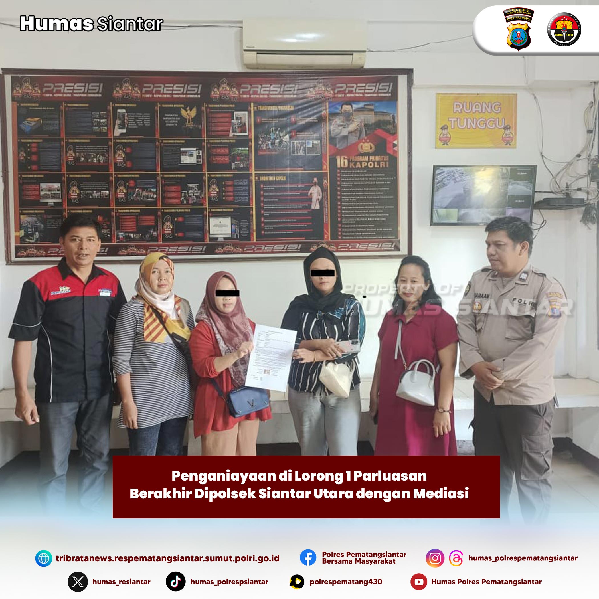 Penganiayaan di Lorong 1 Parluasan Berakhir Dipolsek Siantar Utara dengan Mediasi