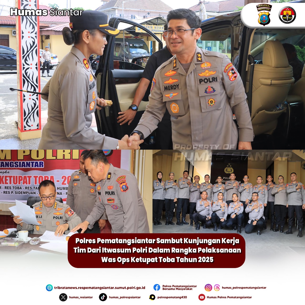 Kapolres Pematangsiantar Terima Kunker Tim Supervisi Itwasum Mabes Polri