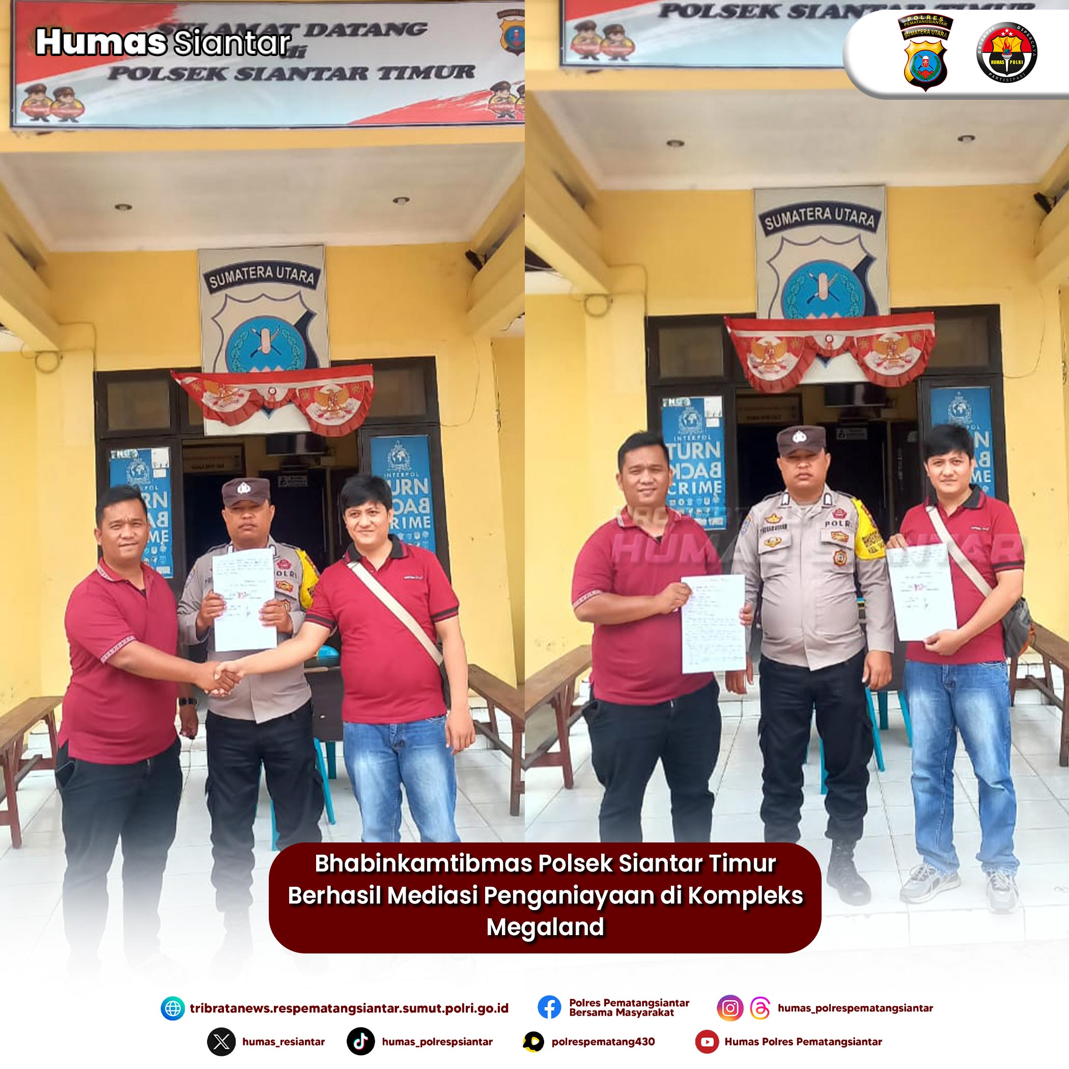 Bhabinkamtibmas Polsek Siantar Timur Berhasil Mediasi Penganiayaan di Kompleks Megaland