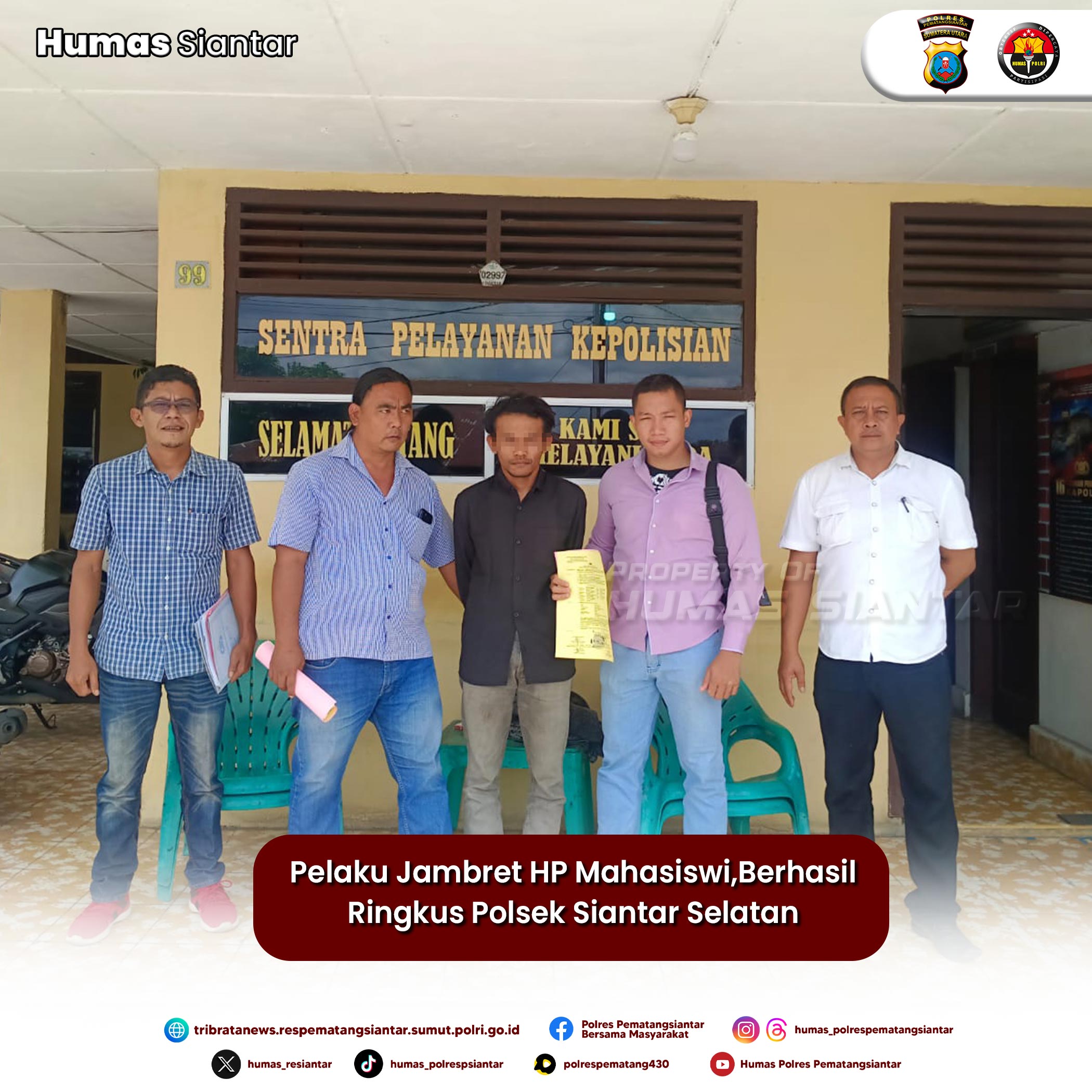 Pelaku Jambret HP Mahasiswi,Berhasil Ringkus Polsek Siantar Selatan