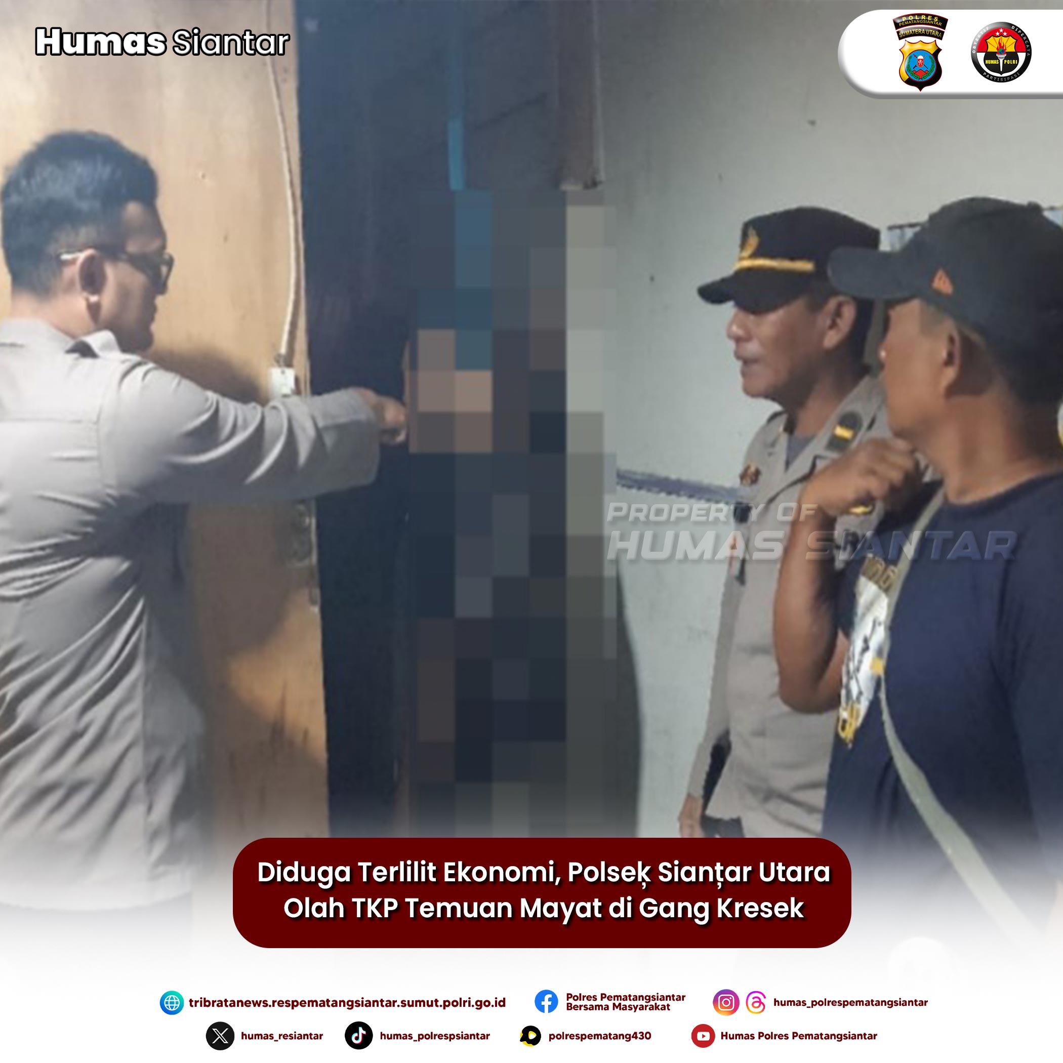 Diduga Terlilit Ekonomi, Polseķ Sianțar Utara Olah TKP Temuan Mayat di Gang Kresek