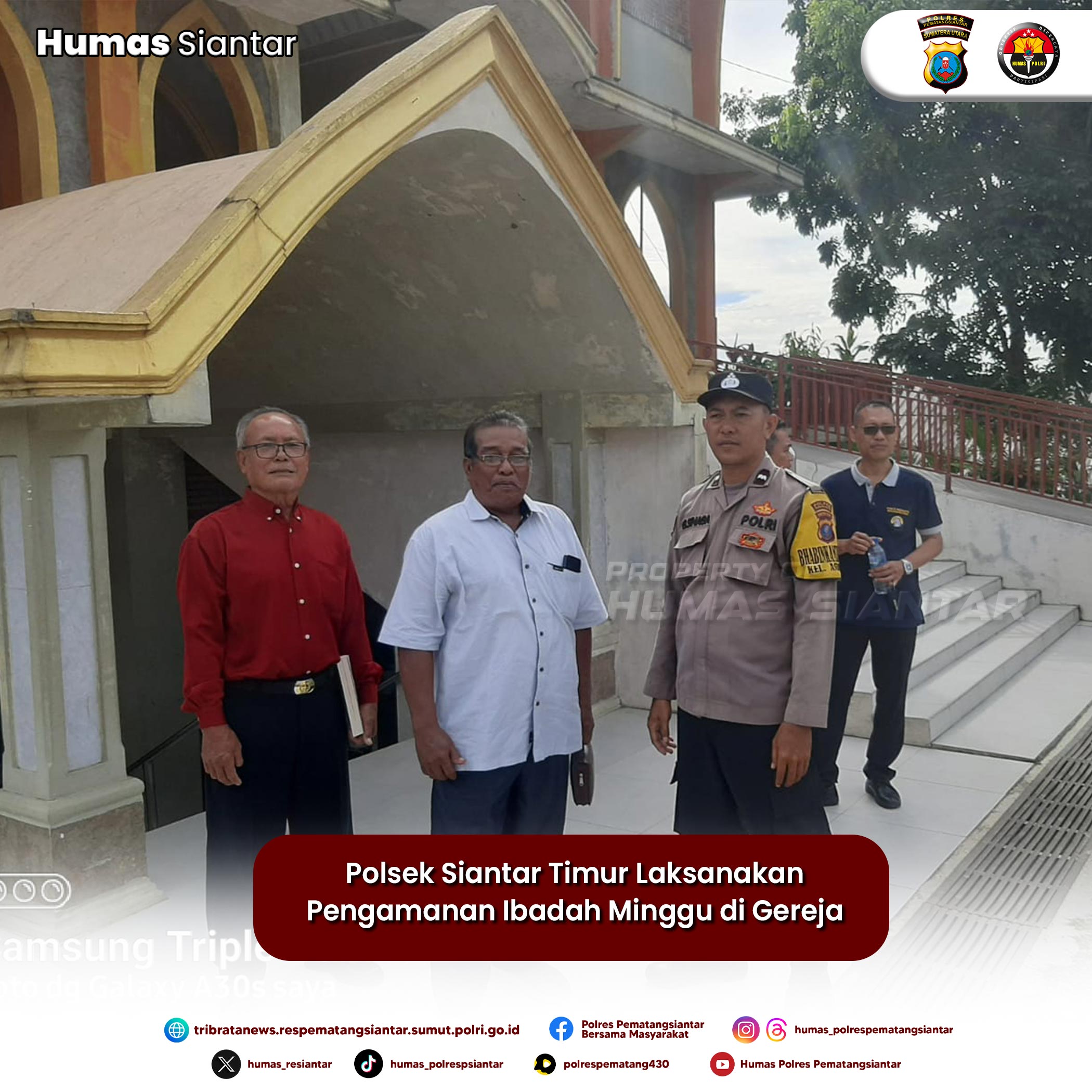 Polsek Siantar Timur Laksanakan Pengamanan Ibadah Minggu di Gereja