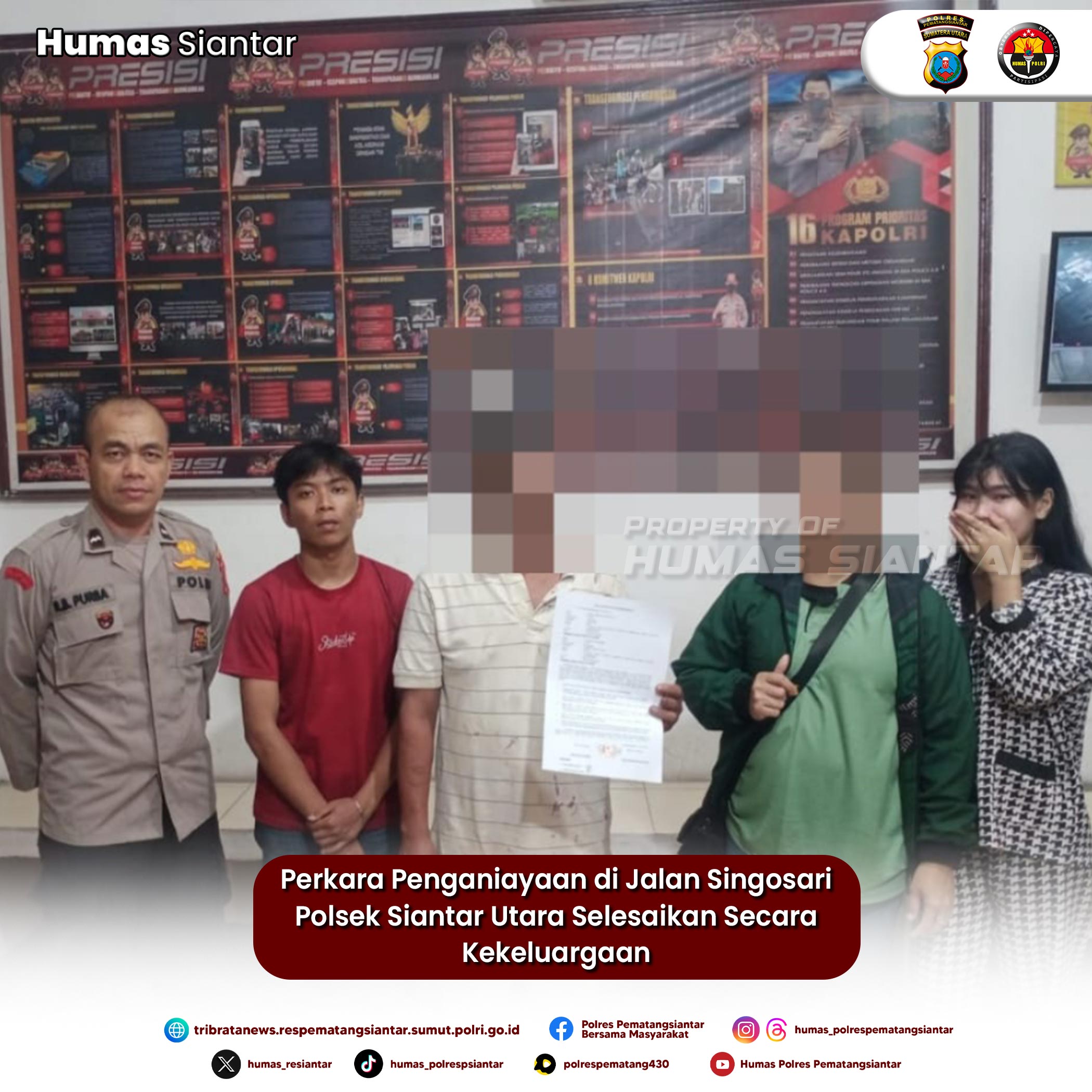 Perkara Penganiayaan di Jalan Singosari Polsek Siantar Utara Selesaikan Secara Kekeluargaan