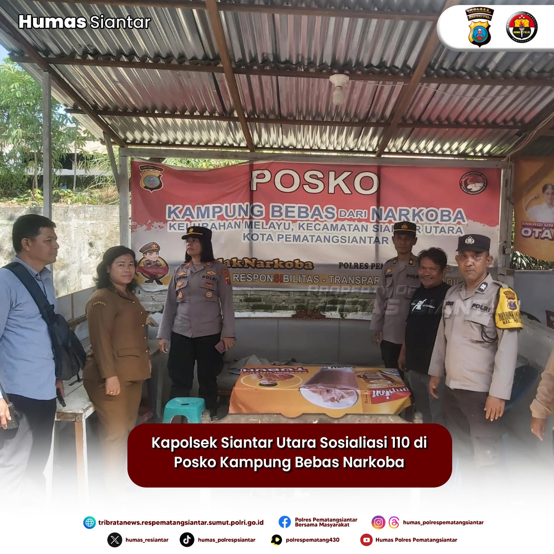 Kapolsek Siantar Utara Sosialiasi 110  di Posko Kampung Bebas Narkoba