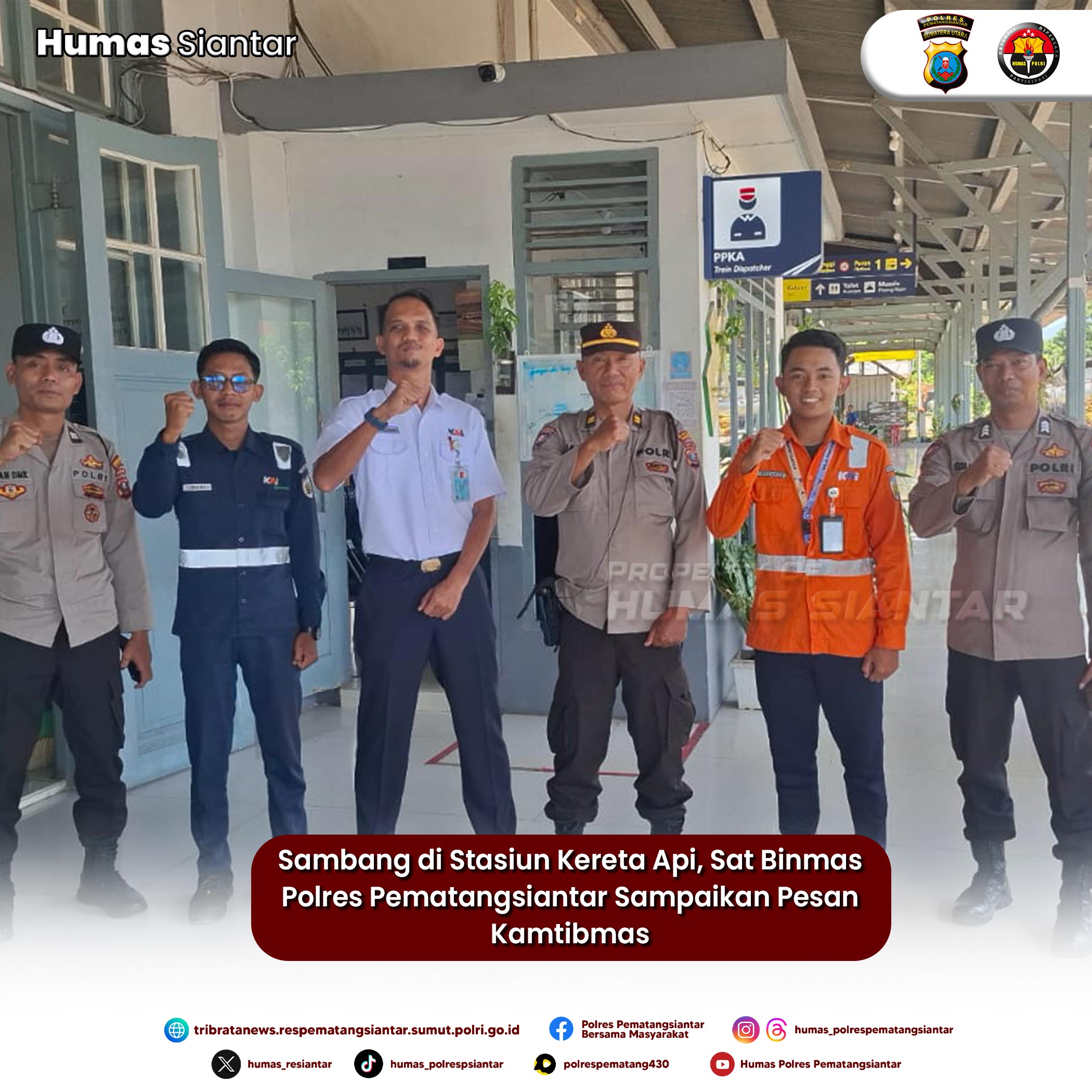 Sambang di Stasiun Kereta Api, Sat Binmas Polres Pematangsiantar Sampaikan Pesan Kamtibmas