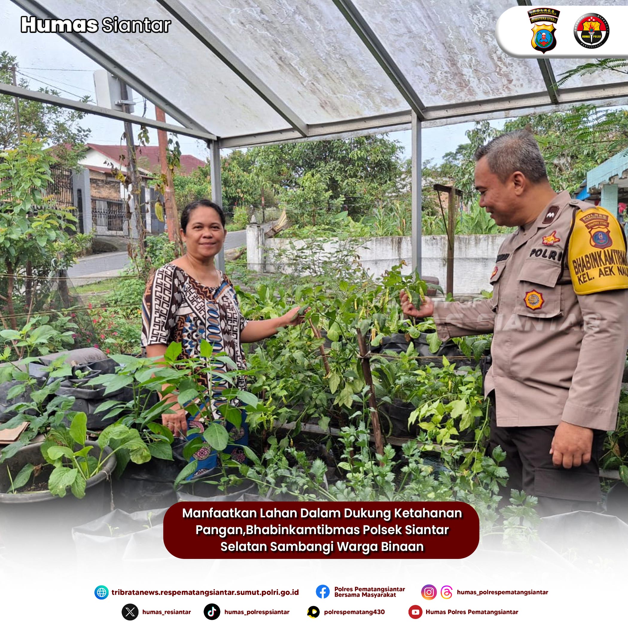 Manfaatkan Lahan Dalam Dukung Ketahanan Pangan,Bhabinkamtibmas Polsek Siantar Selatan Sambangi Warga Binaan