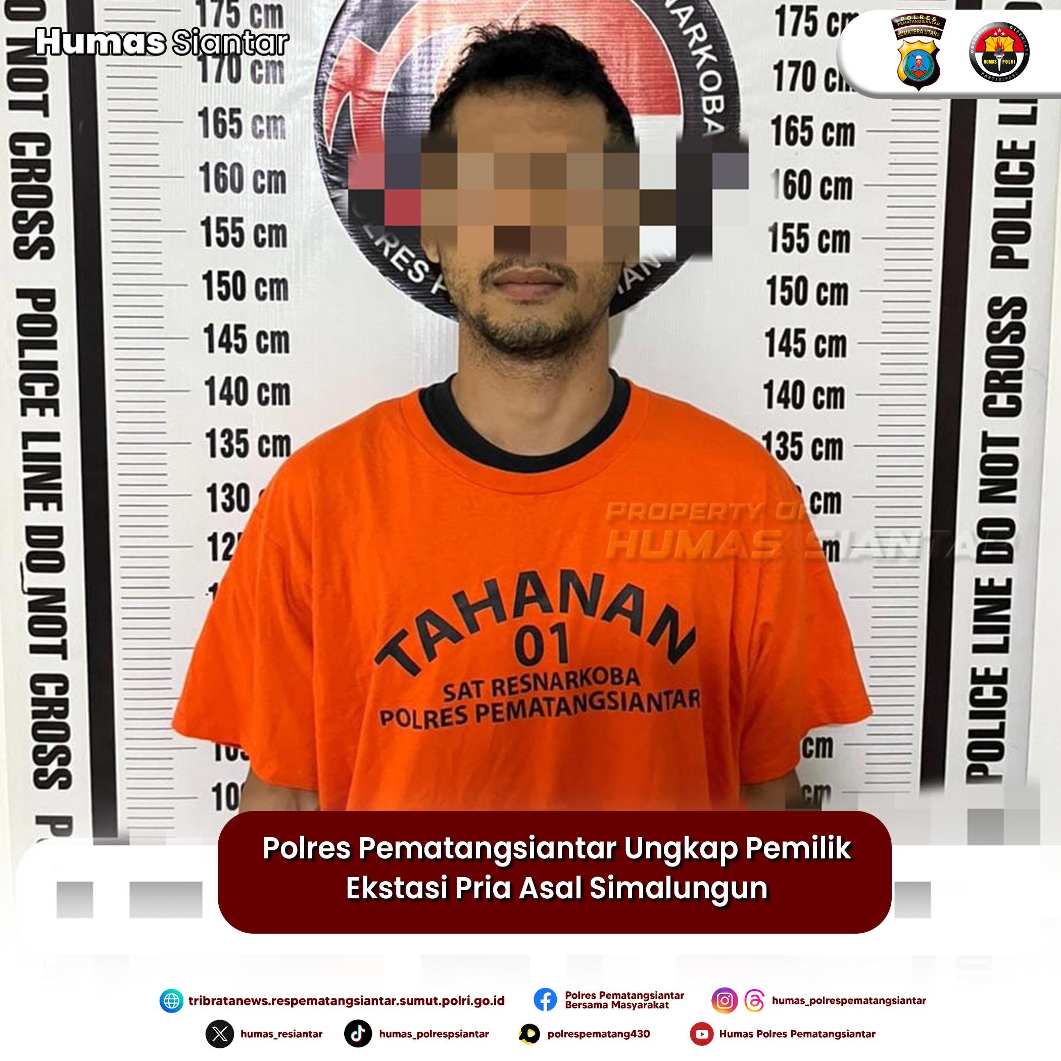 Polres Pematangsiantar Ungkap Pemilik Ekstasi Pria Asal Simalungun