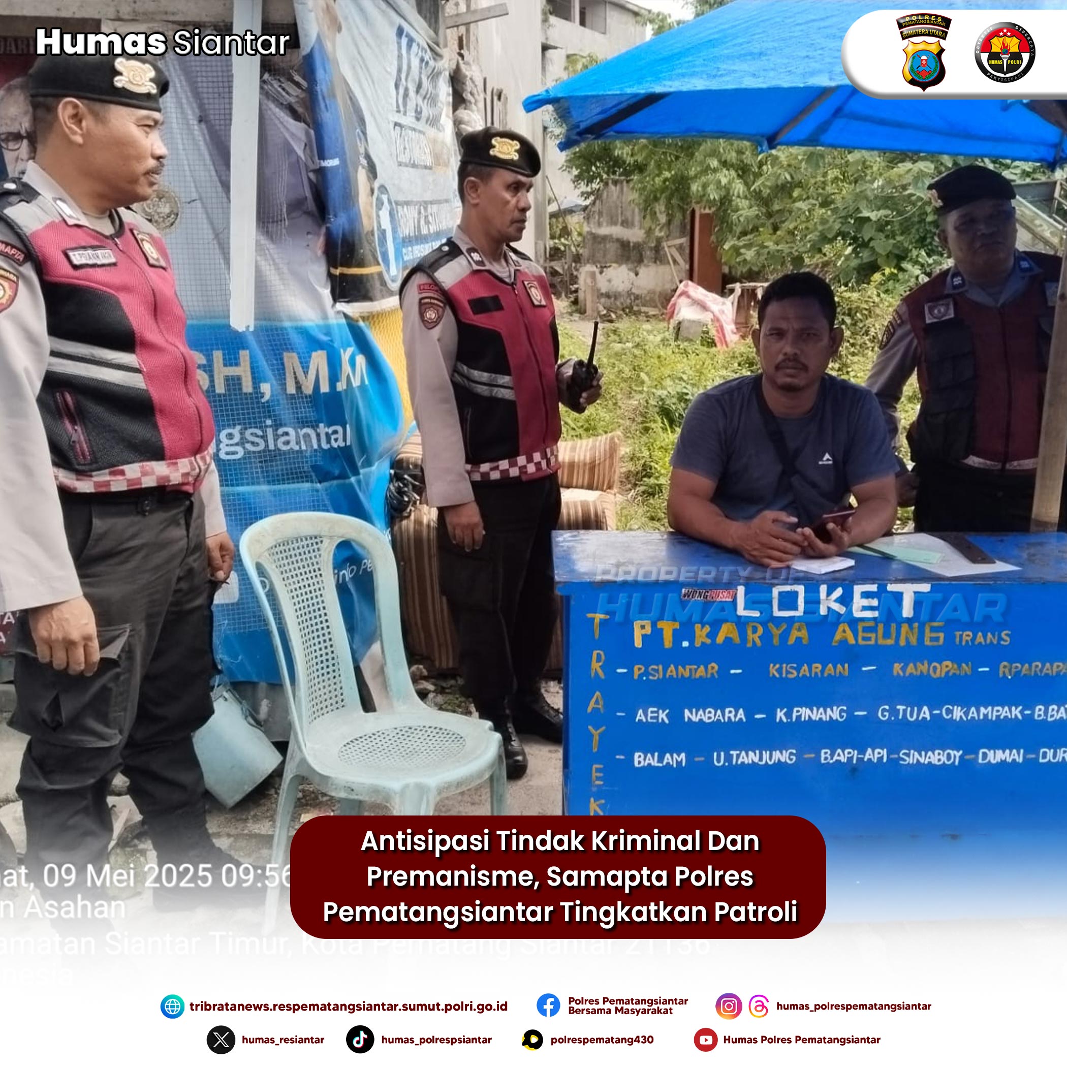 Antisipasi Tindak Kriminal Dan Premanisme, Samapta Polres Pematangsiantar Tingkatkan Patroli