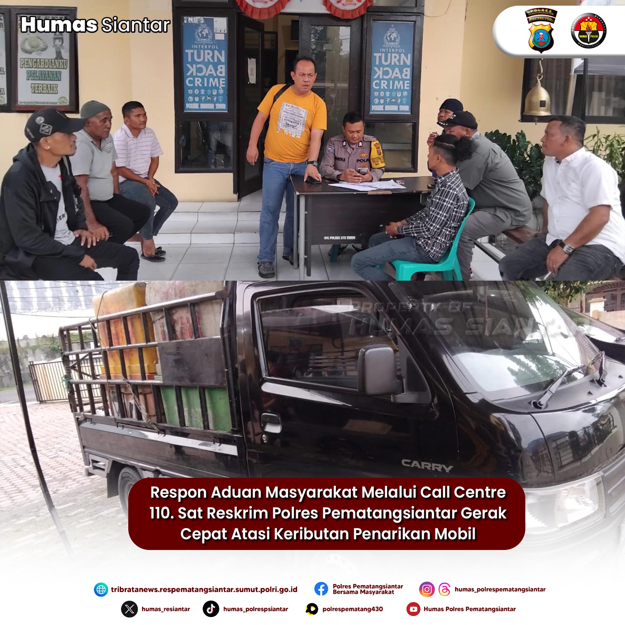 Respon Aduan Masyarakat Melalui Call Centre 110. Sat Reskrim Polres Pematangsiantar Gerak Cepat Atasi Keributan Penarikan Mobil