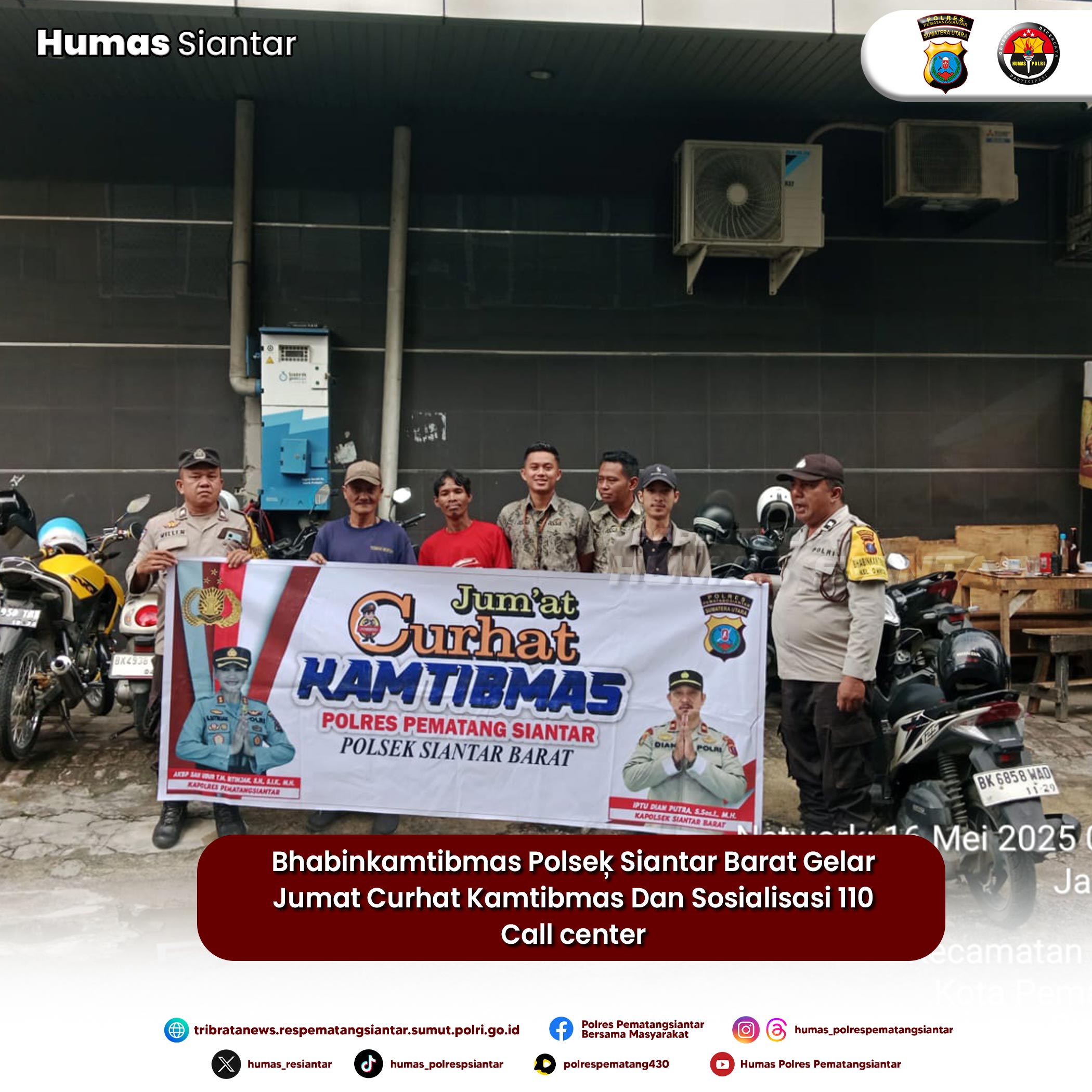 Bhabinkamtibmas Polseķ Siantar Barat Gelar Jumat Curhat Kamtibmas Dan Sosialisasi 110 Call center