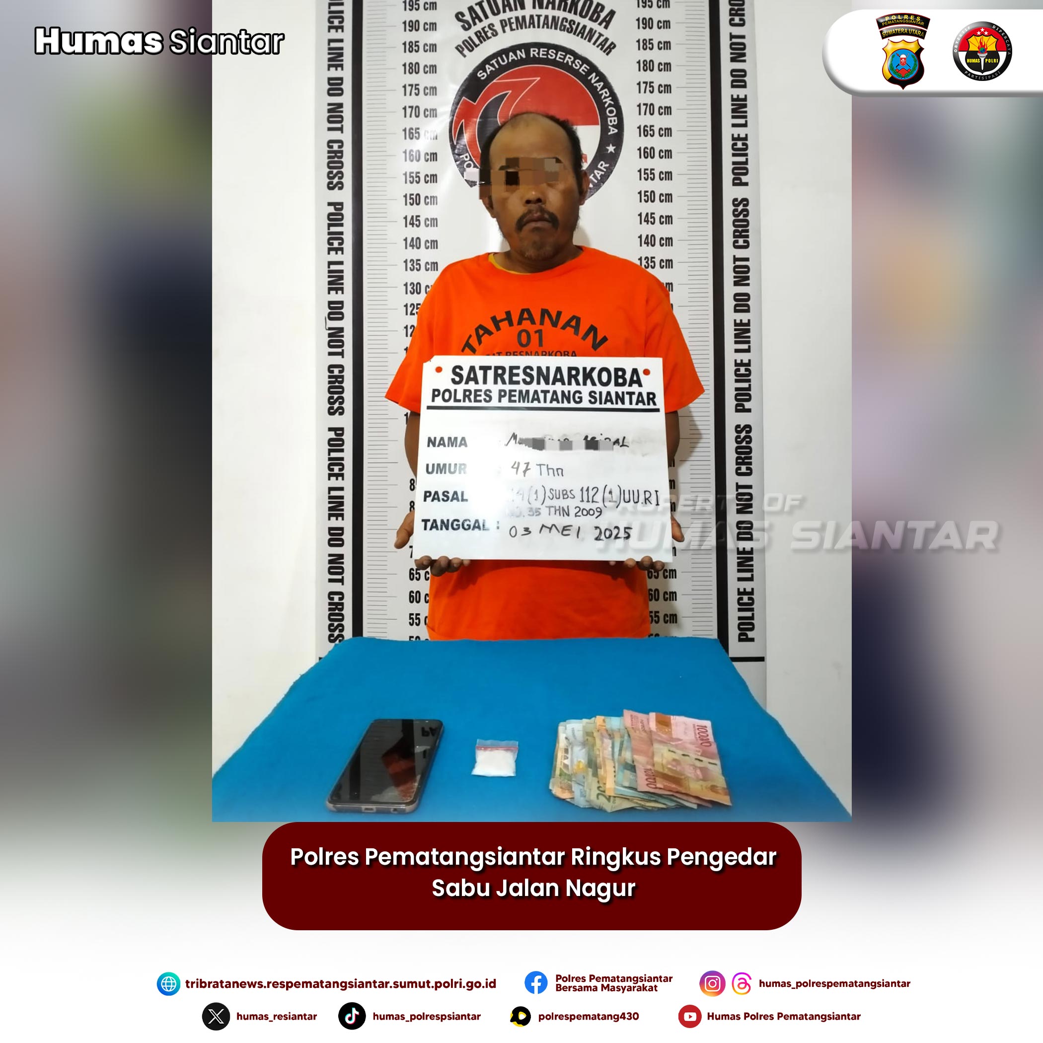 Polres Pematangsiantar Ringkus Pengedar Sabu Jalan Nagur