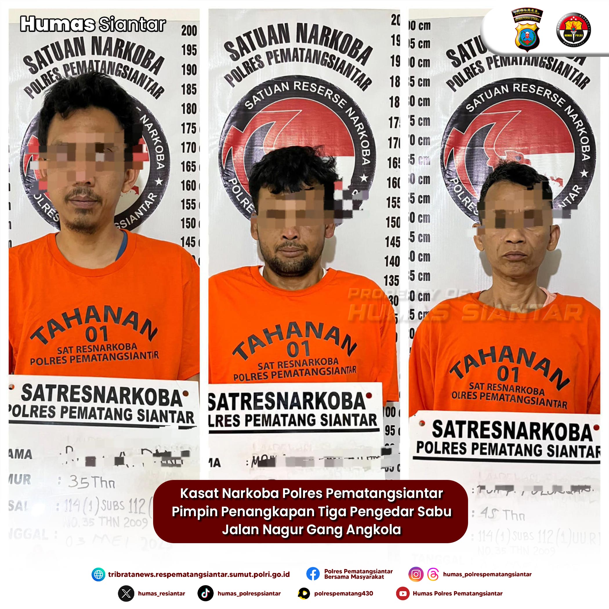 Kasat Narkoba Polres Pematangsiantar Pimpin Penangkapan Tiga Pengedar Sabu Jalan Nagur Gang Angkola
