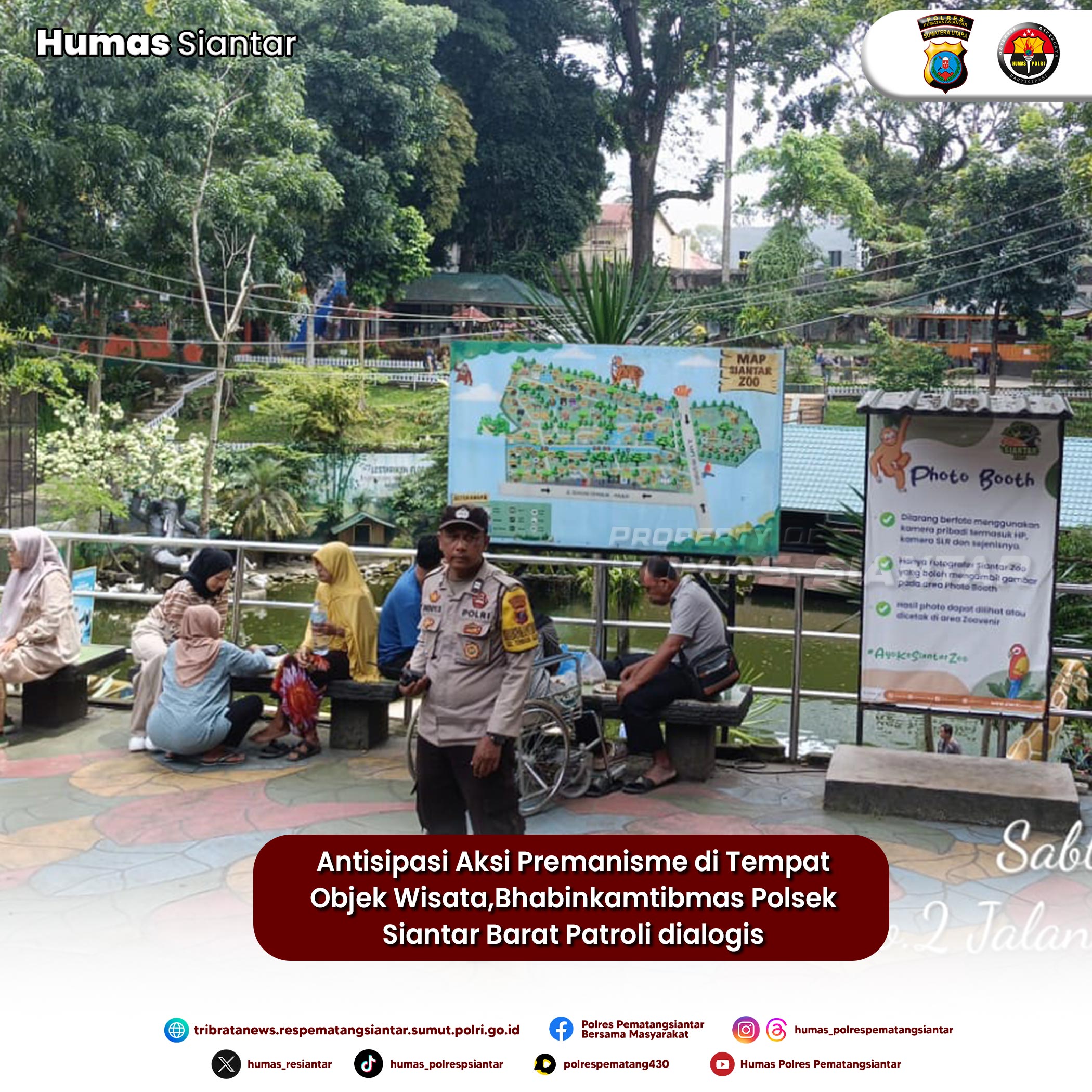 Antisipasi Aksi Premanisme di Tempat Objek Wisata,Bhabinkamtibmas Polsek Siantar Barat Patroli dialogis