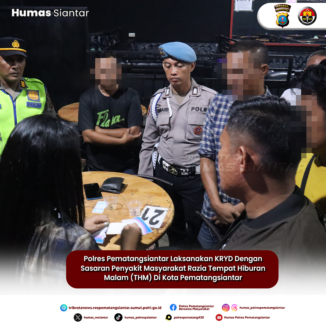 Polres Pematangsiantar Laksanakan Razia di Tempat Hiburan Malam, Dua Orang Positif Pengguna Narkoba