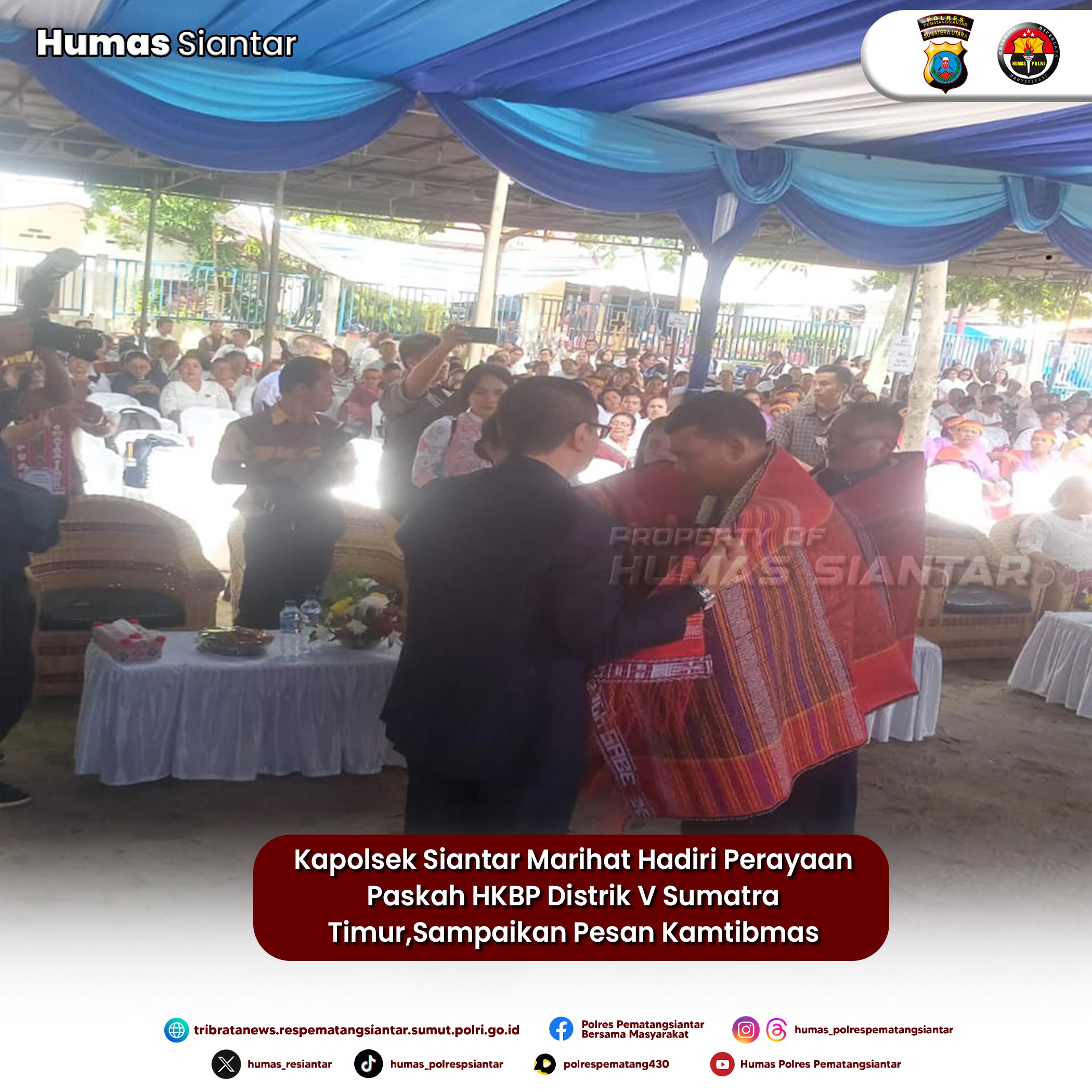 Kapolsek Siantar Marihat Hadiri Perayaan Paskah HKBP Distrik V Sumatra Timur,Sampaikan Pesan Kamtibmas