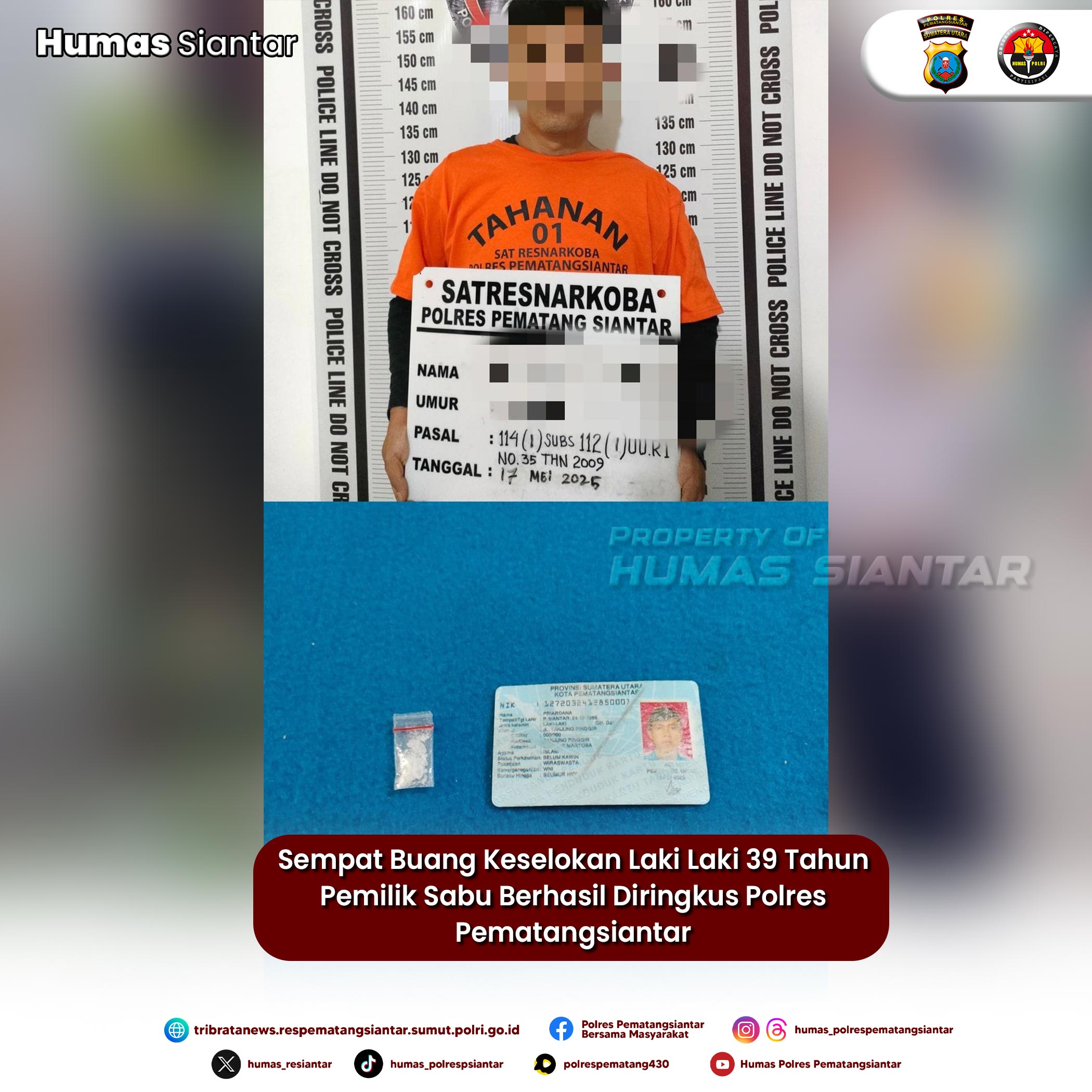 Sempat Buang Keselokan Laki Laki 39 Tahun Pemilik Sabu Berhasil Diringkus Polres Pematangsiantar