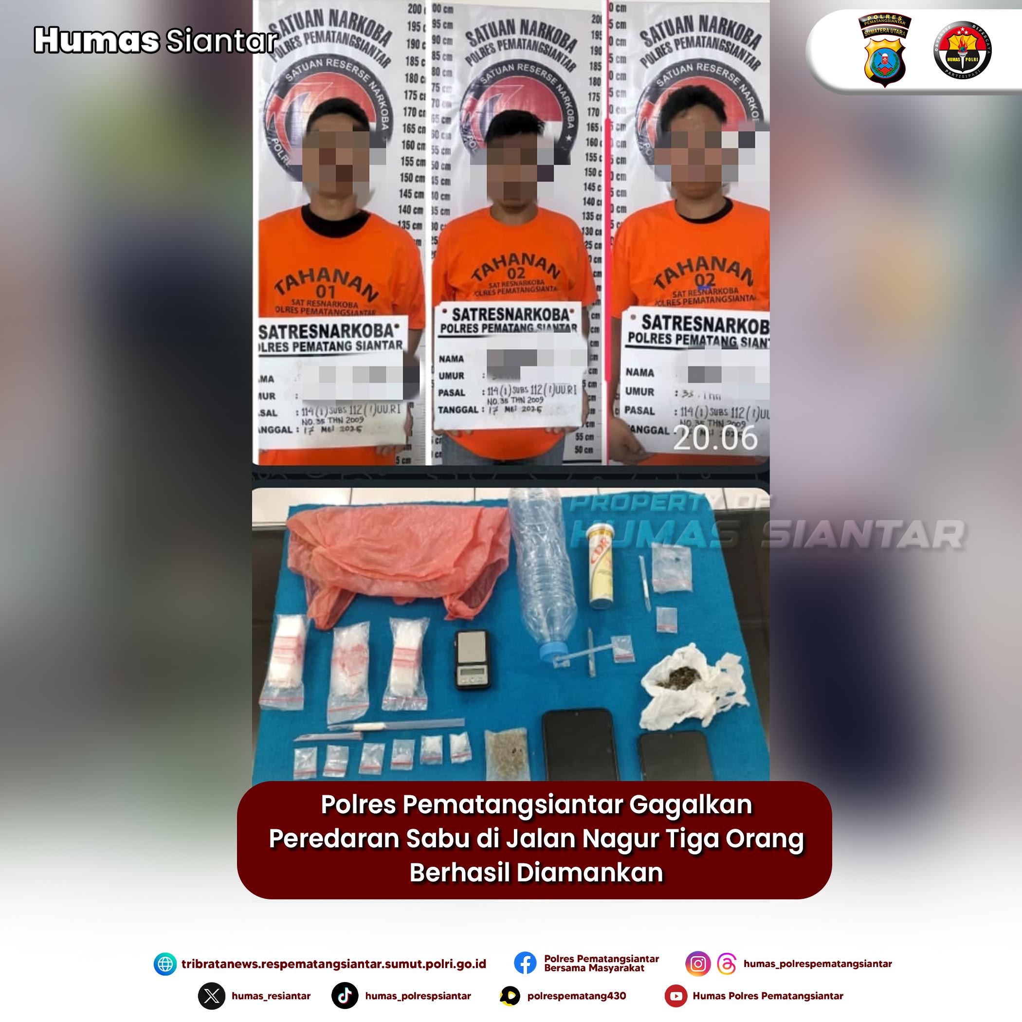 Polres Pematangsiantar Gagalkan Peredaran Sabu di Jalan Nagur Tiga Orang Berhasil Diamankan