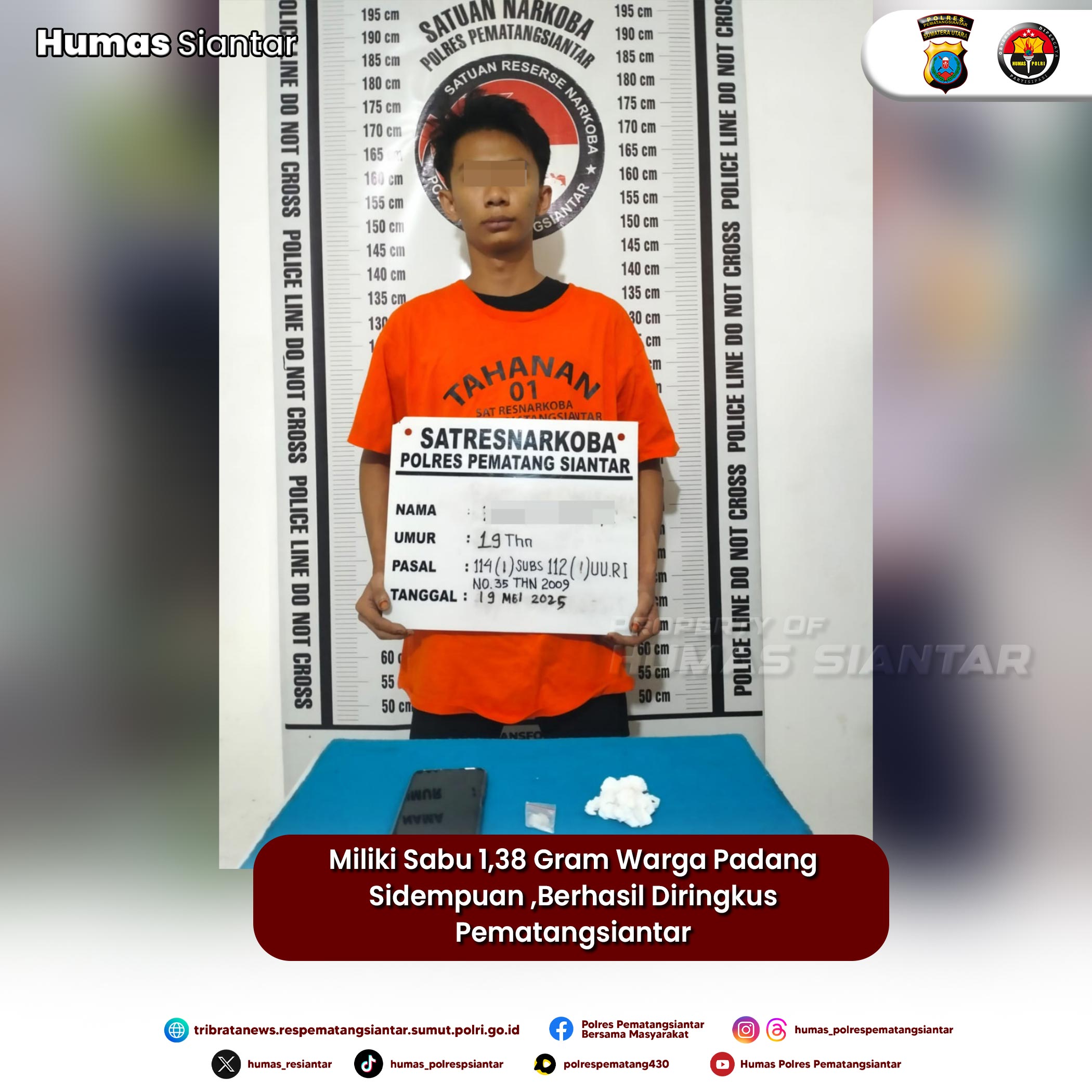 Miliki Sabu 1,38 Gram Warga Padang Sidempuan ,Berhasil Diringkus Pematangsiantar