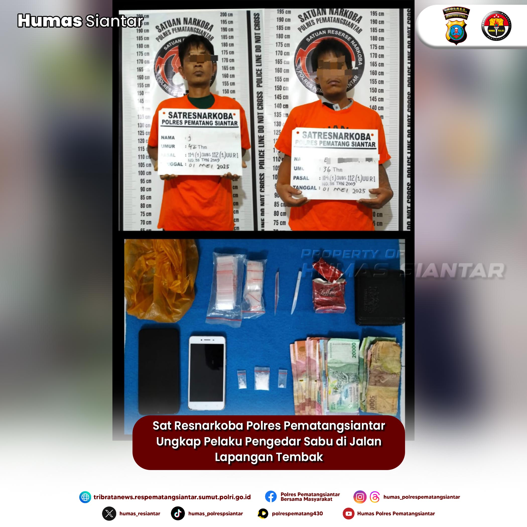 Sat Resnarkoba Polres Pematangsiantar Ungkap Pelaku Pengedar Sabu di Jalan Lapangan Tembak