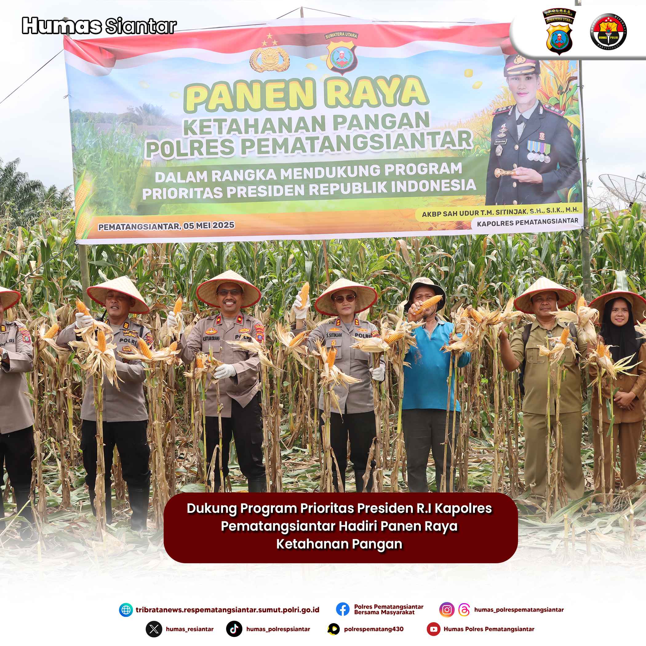 Dukung Program Prioritas Presiden R.I Ketahanan Pangan ,Kapolres Pematangsiantar Hadiri Panen Raya
