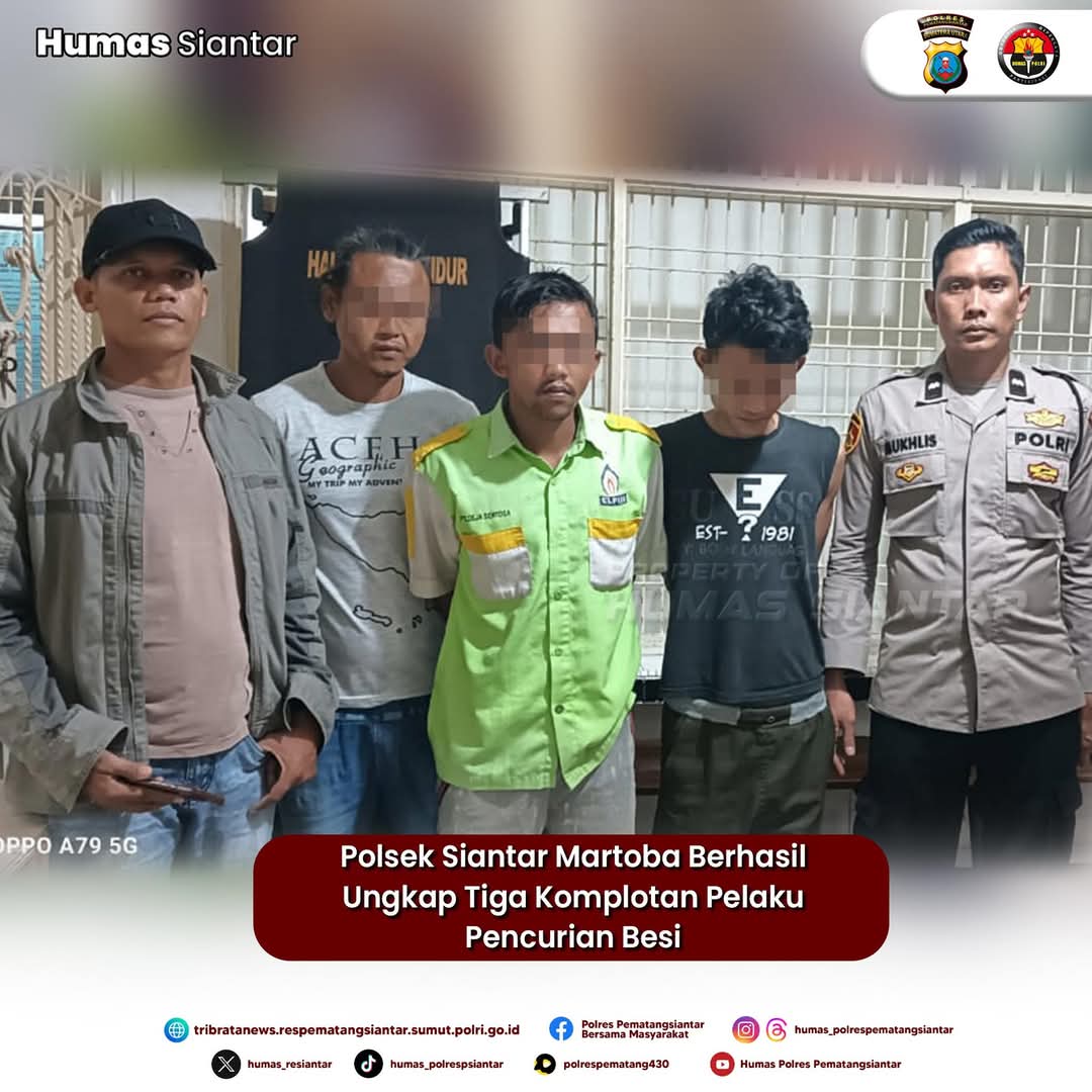 Polsek Siantar Martoba Berhasil Ungkap Tiga Komplotan Pelaku Pencurian Besi