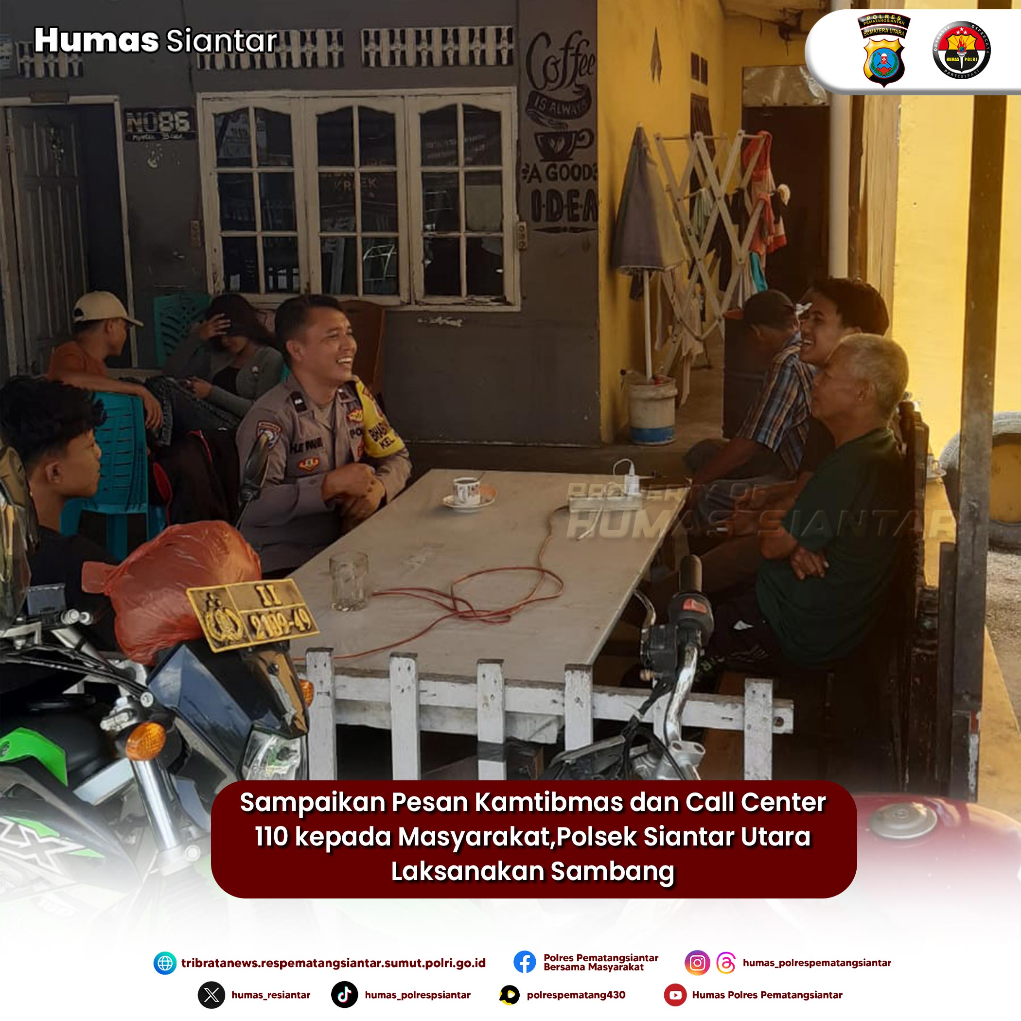 Sampaikan Pesan Kamtibmas dan Call Center 110 kepada Masyarakat,Polsek Siantar Utara Laksanakan Sambang
