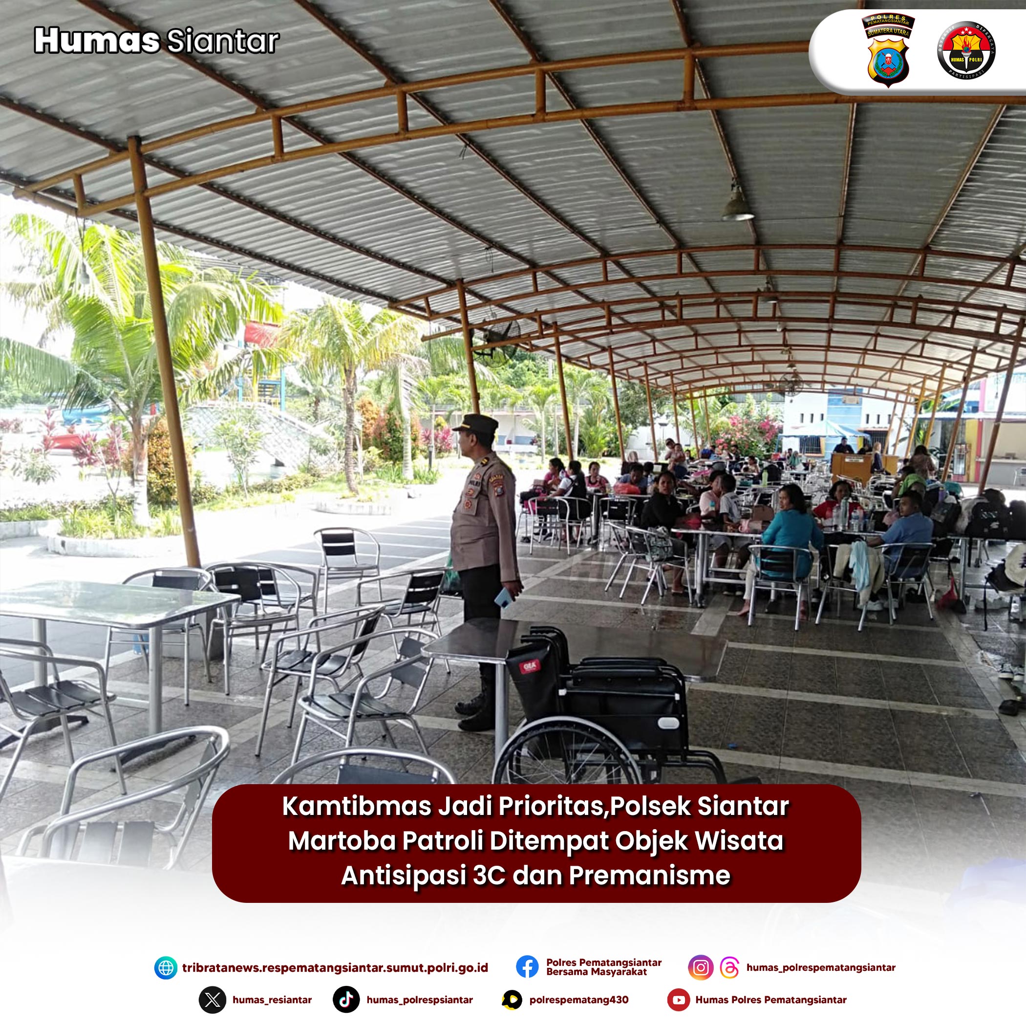 Kamtibmas Jadi Prioritas,Polsek Siantar Martoba Patroli Ditempat Objek Wisata Antisipasi 3C dan Premanisme